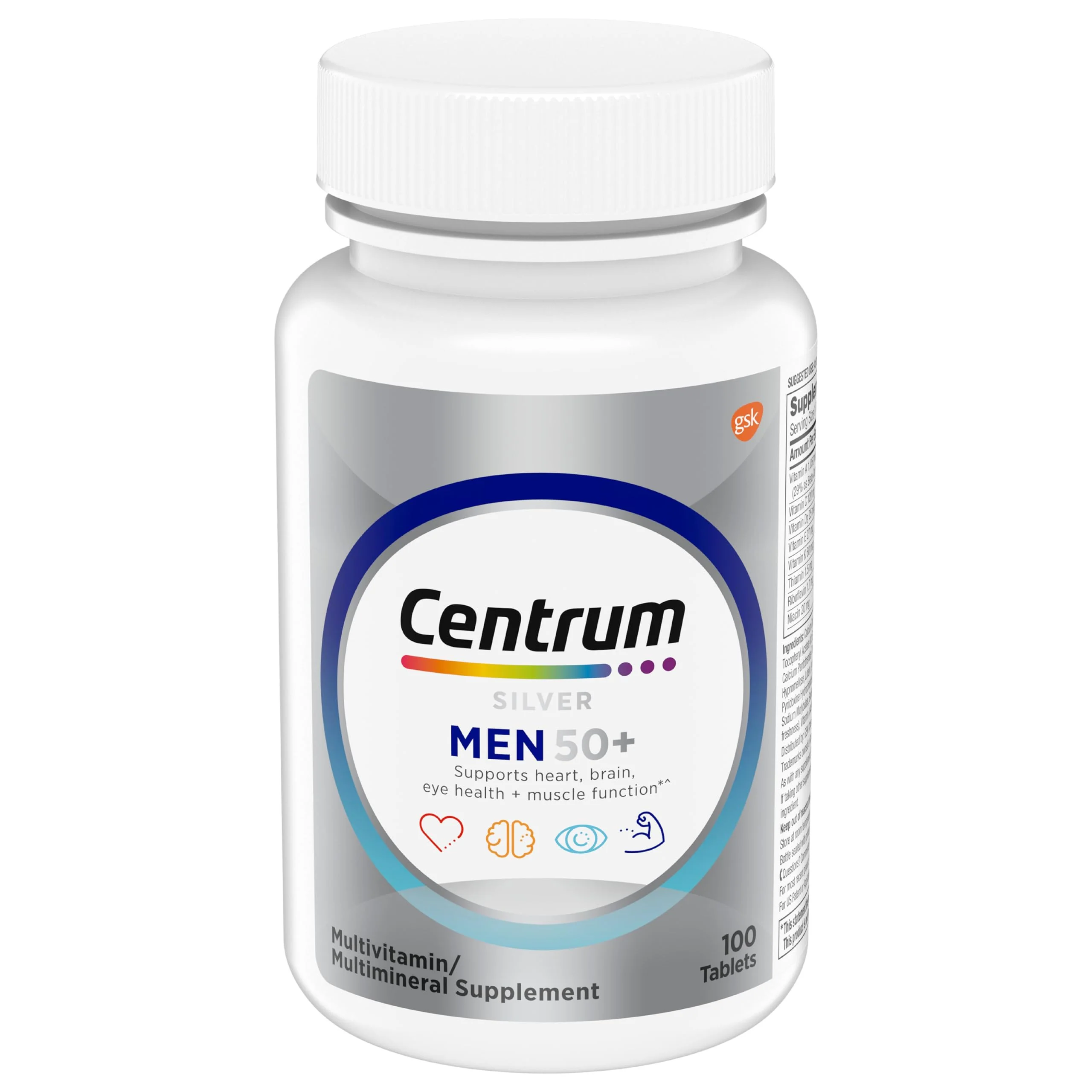 Centrum Silver Multivitamin for Men 50 Plus, Multimineral Supplement, Vitamin D3, B-Vitamins and Zinc, Gluten Free, Non-GMO Ingredients, Supports Memory and Cognition in Older Adults - 100 Ct - Image 16