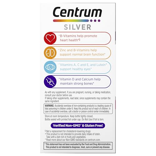 Centrum Silver Women's Multivitamin for Women 50 Plus, Multivitamin/Multimineral Supplement with Vitamin D3, B Vitamins, Non-GMO Ingredients, Supports Memory and Cognition in Older Adults - 100 Ct - Image 7
