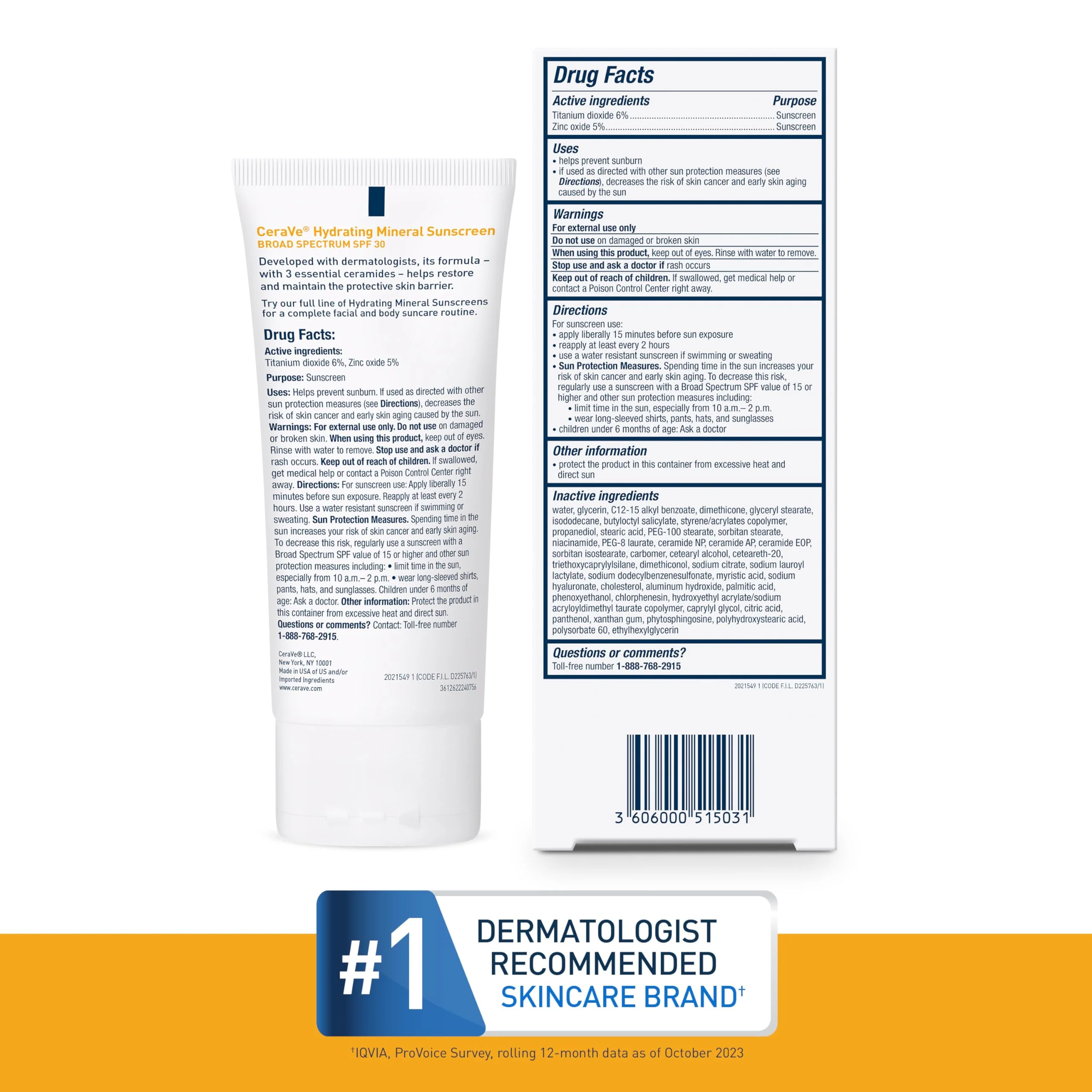 CeraVe 100% Mineral Sunscreen SPF 30, Face sunscreen With Zinc Oxide & Titanium Dioxide, Hyaluronic Acid + Niacinamide + Ceramides, Oil Free, Travel Size 2.5 oz - Image 11