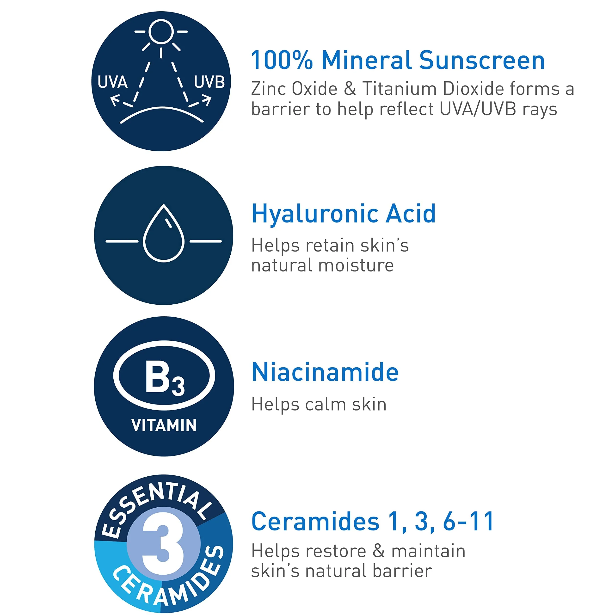 CeraVe 100% Mineral Sunscreen SPF 50, Face sunscreen With Zinc Oxide & Titanium Dioxide, Hyaluronic Acid + Niacinamide + Ceramides, Oil Free, Travel Size 2.5 oz - Image 32