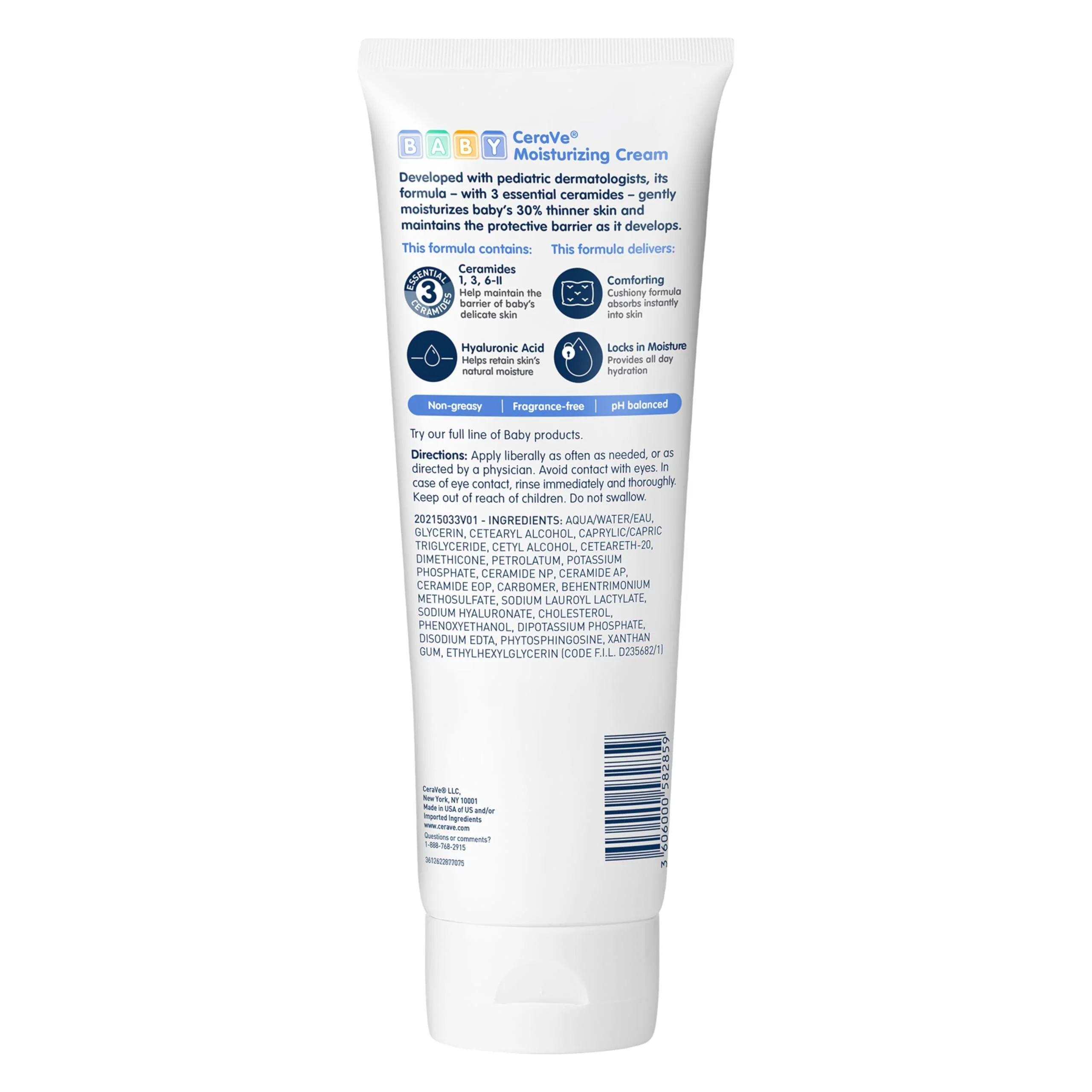 CeraVe Baby Cream, Gentle Moisturizing Cream with Ceramides, Fragrance, Paraben, Dye & Phthalates Free, Rich & Non-Greasy Feel, Gentle Baby Skin Care, 8 Ounce - Image 14