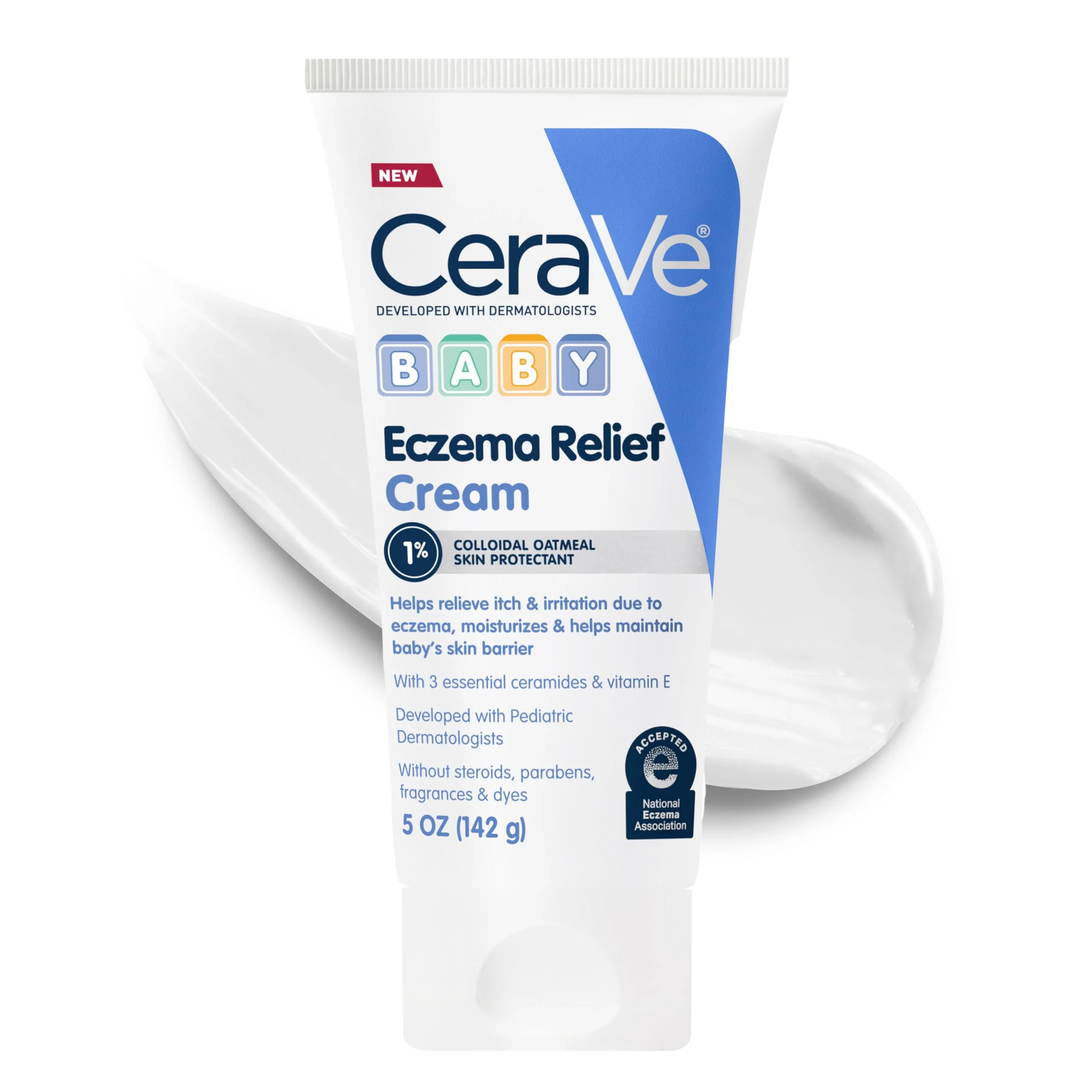 CeraVe Baby Eczema Relief Cream, 1% Colloidal Oatmeal Cream With Vitamin E & Ceramides, Soothes & Calms Itchy Skin, Developed With Pediatric Dermatologist, Fragrance Free, 5oz