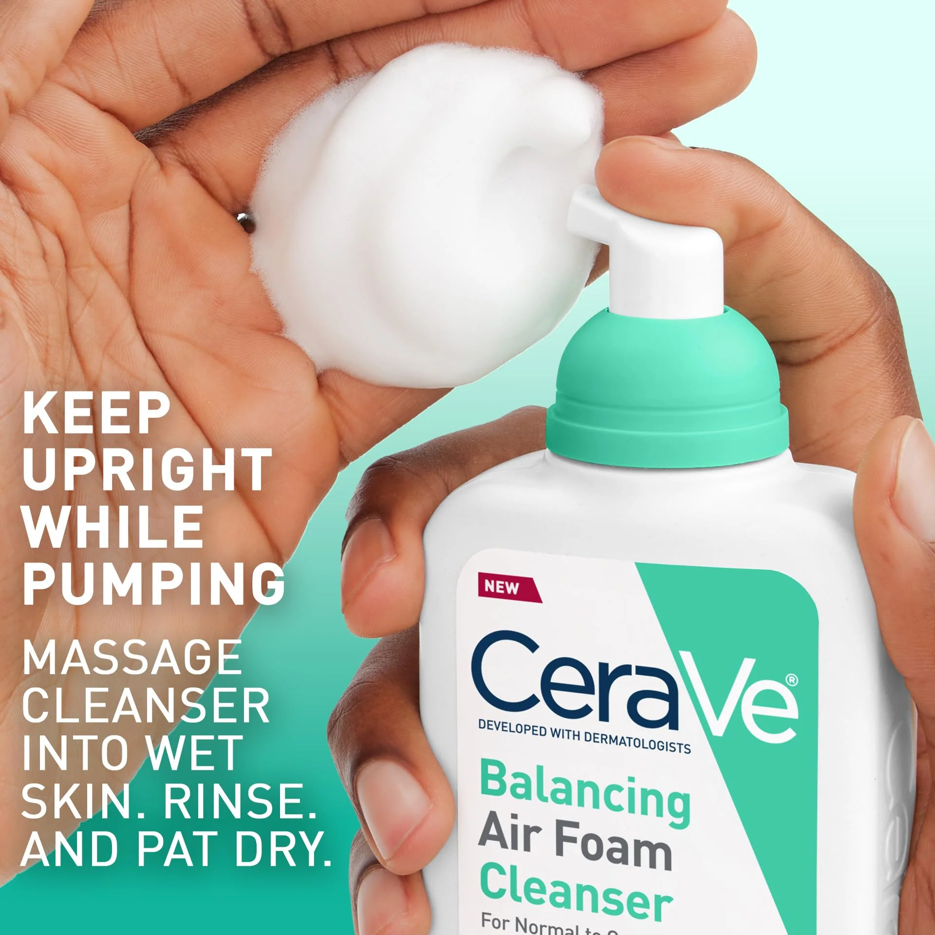 CeraVe Balancing Air Foam Face Wash, Foaming Facial Cleanser For Combination Skin, 8HR Oil Control + 24HR Hydration, Fragrance-Free & Non-Comedogenic, With Glycolysine™ & 3 Essential Ceramides, 8oz - Image 6