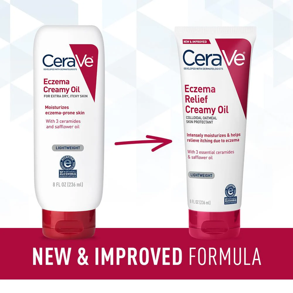 CeraVe Eczema Relief Creamy Body Oil, Eczema Calming Cream With Colloidal Oatmeal & Safflower Oil For Dry Skin & Itchy Skin Relief, Steroid Free & Paraben Free, 8 Ounce - Image 8