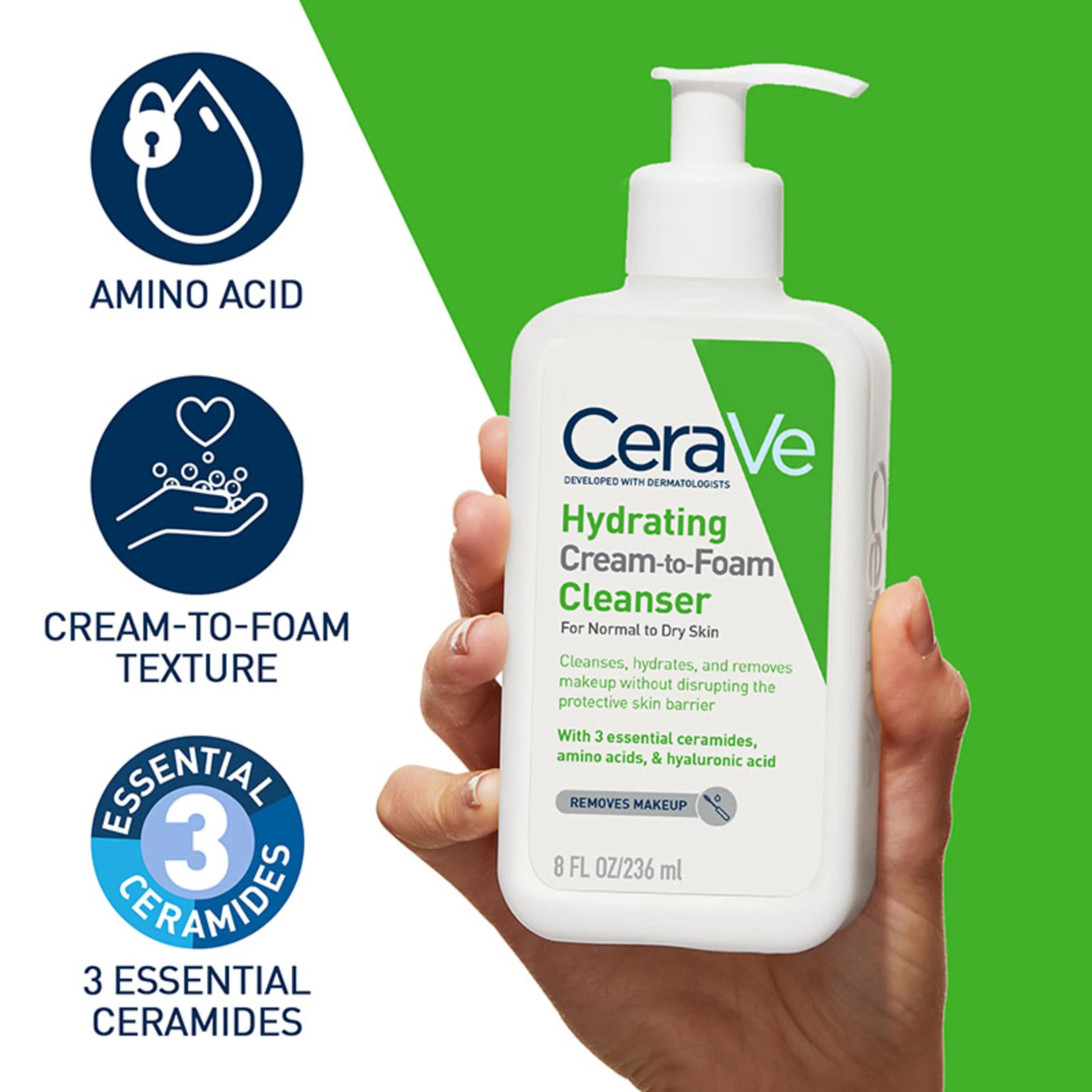 CeraVe Foaming Facial Cleanser | Daily Face Wash for Oily Skin | Hyaluronic Acid + Ceramides + Niacinamide | Fragrance Free & Paraben Free | Non - Drying Oil Control Face Wash | 8 Fluid Ounce - Image 6
