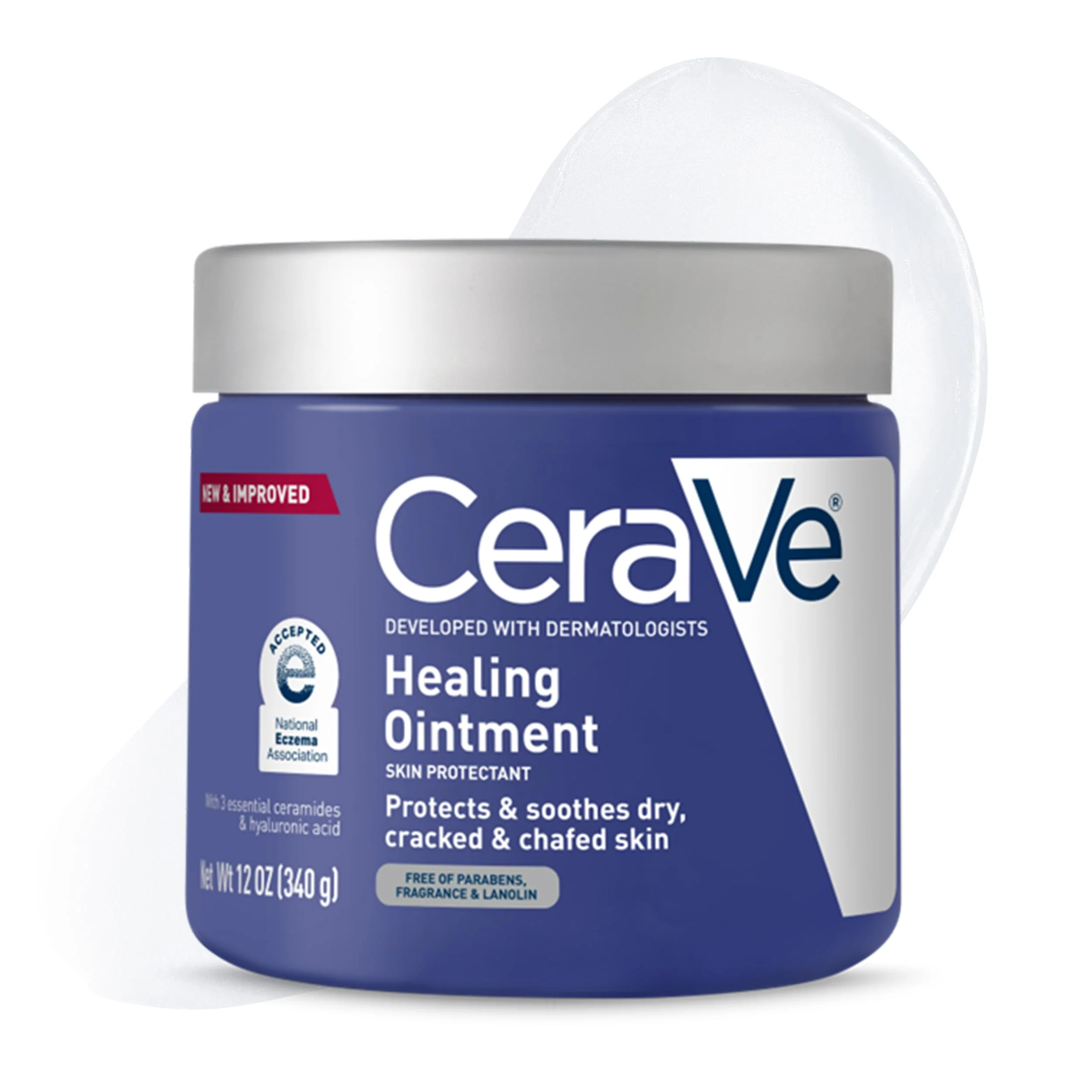 CeraVe Healing Ointment, Hydrating Skin Protectant With Petrolatum, Hyaluronic Acid & Ceramides, Face & Body Skin Barrier Repair For Cracked, Chafed, Dry Skin, Fragrance Free & Lanolin Free, 12 Oz - Image 11