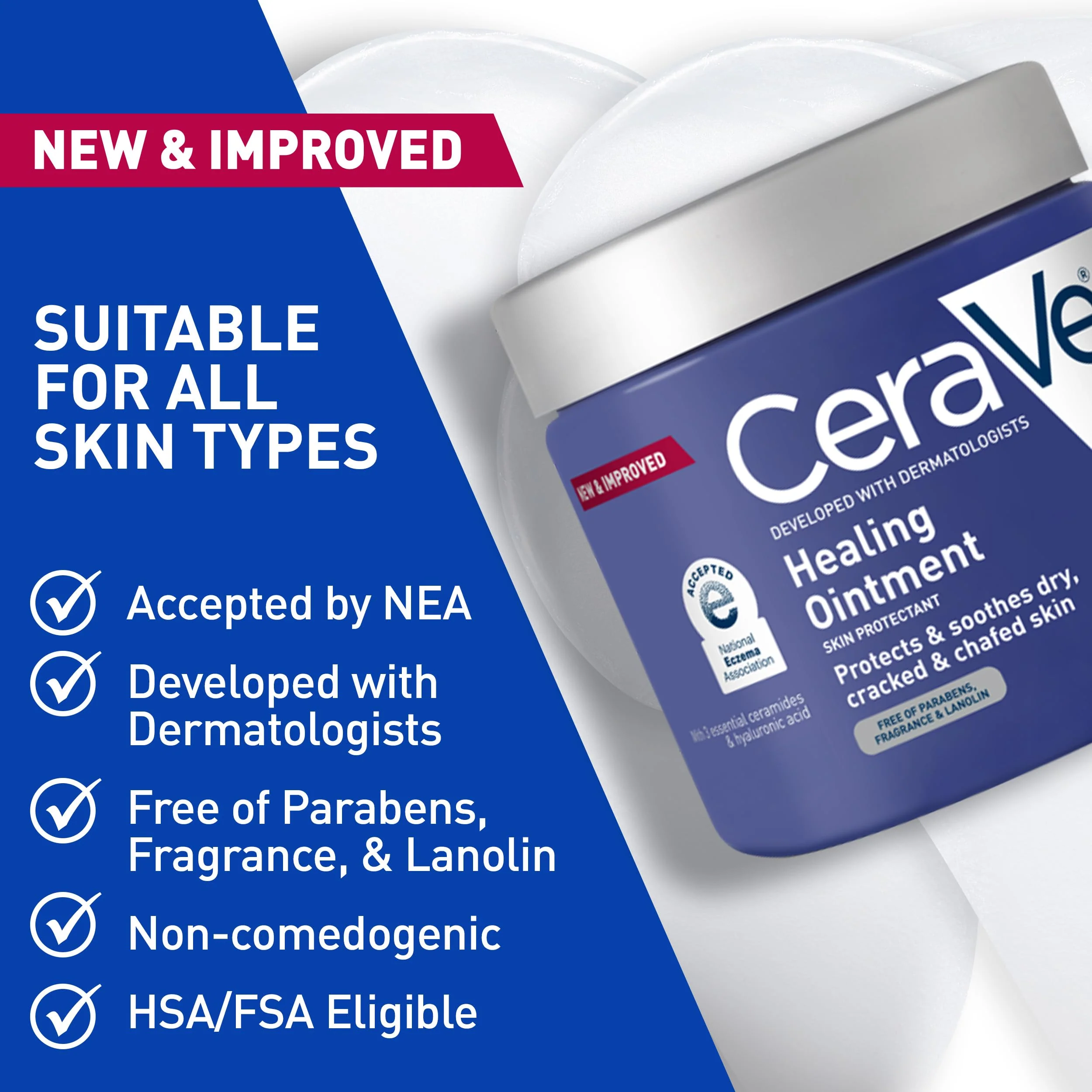 CeraVe Healing Ointment, Hydrating Skin Protectant With Petrolatum, Hyaluronic Acid & Ceramides, Face & Body Skin Barrier Repair For Cracked, Chafed, Dry Skin, Fragrance Free & Lanolin Free, 12 Oz - Image 18