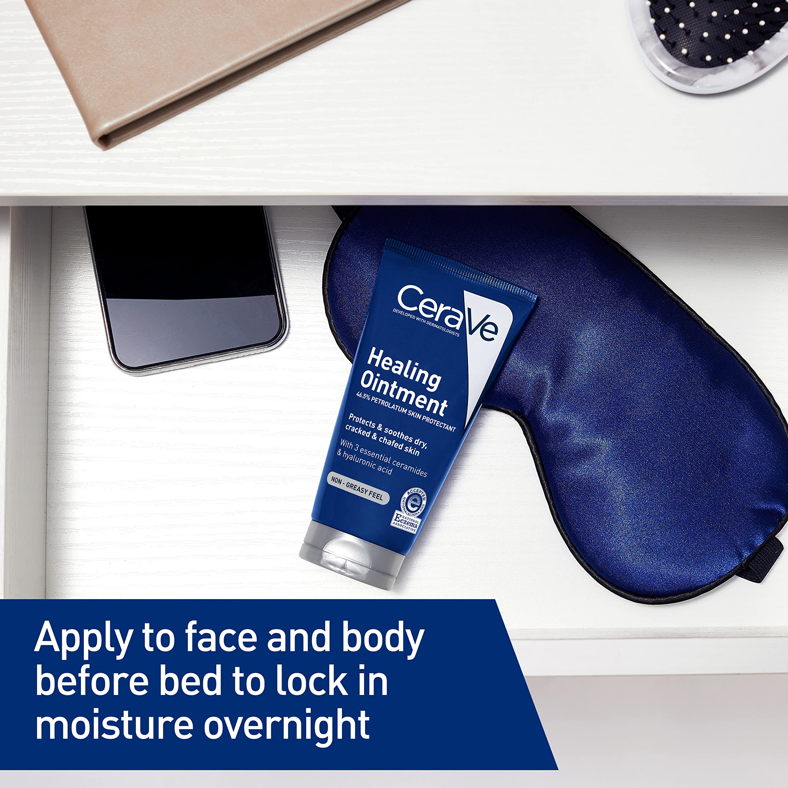 CeraVe Healing Ointment, Hydrating Skin Protectant With Petrolatum, Hyaluronic Acid & Ceramides, Face & Body Skin Barrier Repair For Cracked, Chafed, Dry Skin, Fragrance Free & Lanolin Free, 3 Oz - Image 9
