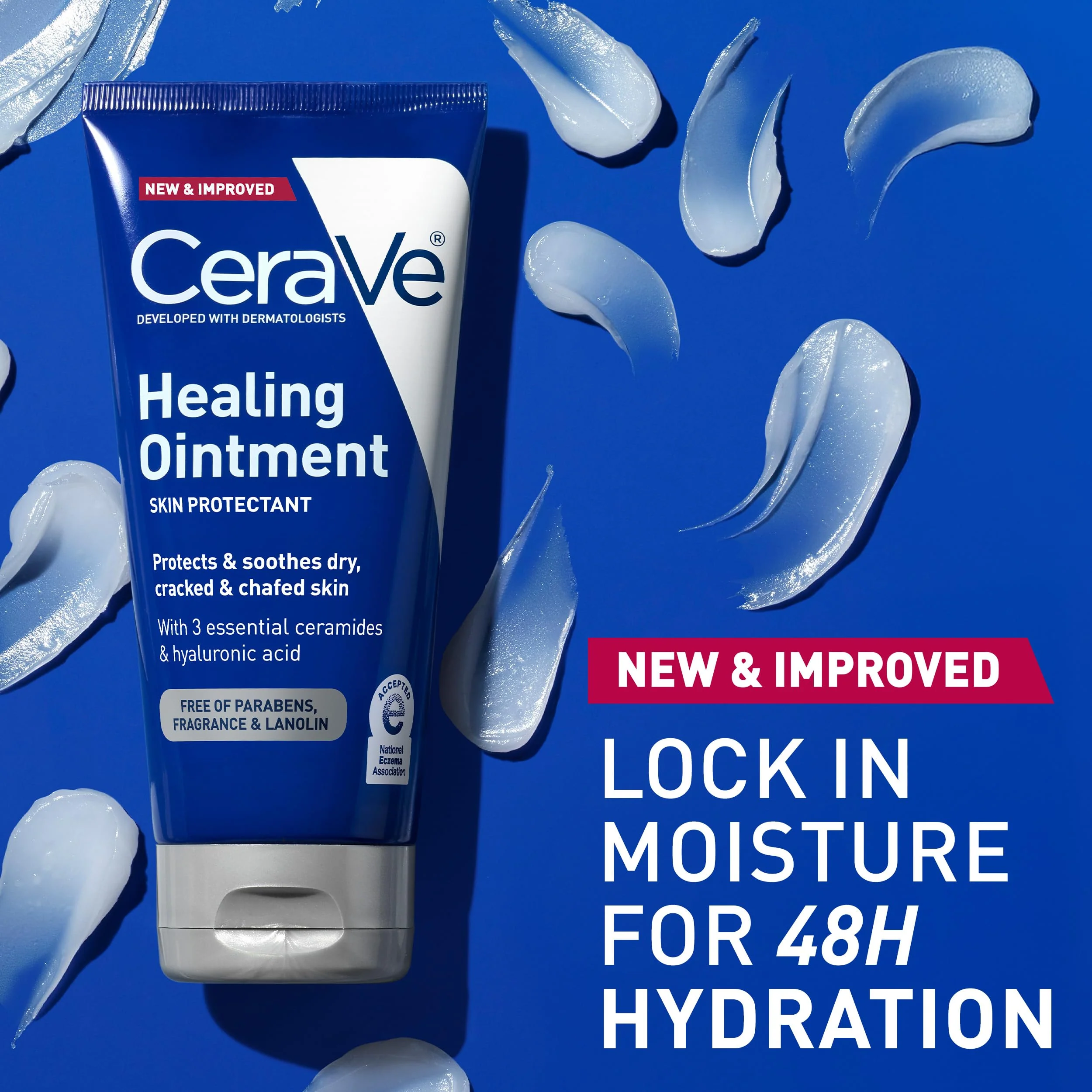 CeraVe Healing Ointment, Hydrating Skin Protectant With Petrolatum, Hyaluronic Acid & Ceramides, Face & Body Skin Barrier Repair For Cracked, Chafed, Dry Skin, Fragrance Free & Lanolin Free, 5 Oz - Image 6