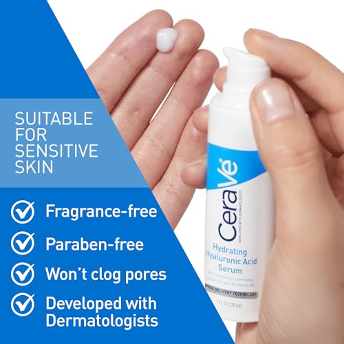Cerave Hyaluronic Acid Serum for Face with Vitamin B5 and Ceramides, Hydrating Face Serum for Dry Skin, Fragrance Free, 1 Ounce - Image 7