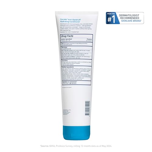 CeraVe Hydrating Anti Dandruff Conditioner, 0.5% Pyrithione Zinc Dandruff Treatment With Ceramides, Hyaluronic Acid & Niacinamide, Helps Eliminate Flakes & Reduce Itchy Scalp, Sulfate Free Conditioner - Image 3