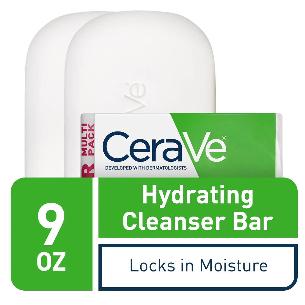 CeraVe Hydrating Cleanser Bar, Soap-Free Body and Facial Cleanser with 5% Moisturizing Cream, Fragrance-Free, 2-Pack, 4.5 Ounce Each - Image 7