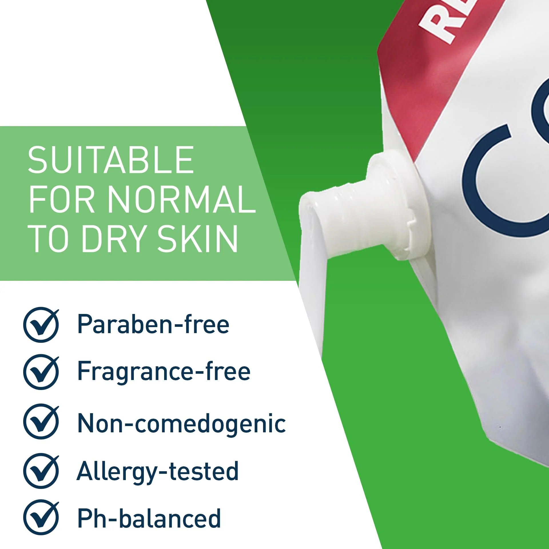 CeraVe Hydrating Cream To Foam Cleanser, Makeup Remover Face Wash For Dry Skin, Foaming Facial Cleanser With Hyaluronic Acid, Normal To Dry Skin, Fragrance Free & Non Comedogenic, 16 Ounce Refill - Image 5