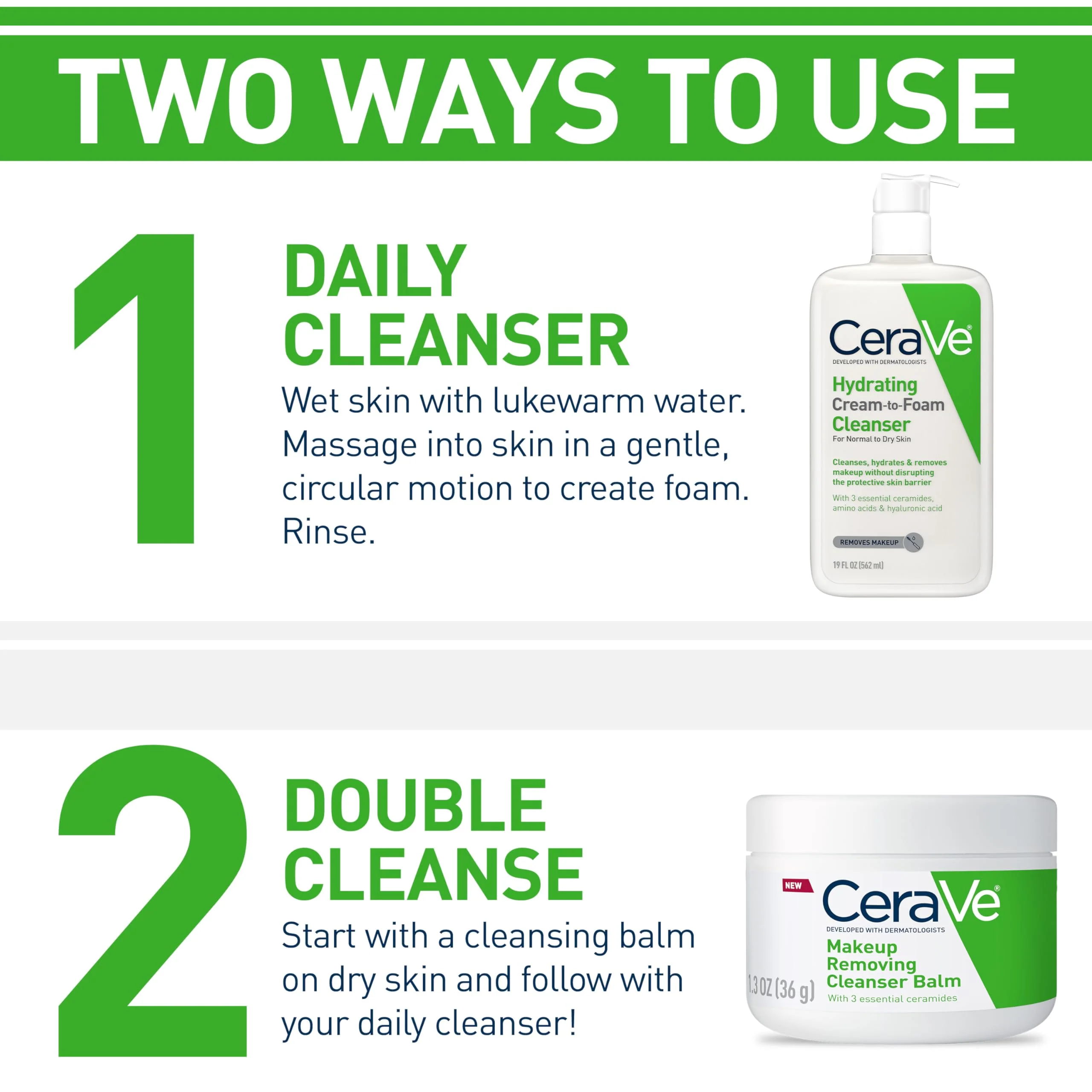 CeraVe Hydrating Cream To Foam Cleanser, Makeup Remover Face Wash For Dry Skin, Foaming Facial Cleanser With Hyaluronic Acid, Normal To Dry Skin, Fragrance Free & Non Comedogenic, 19 Fluid Ounce - Image 11