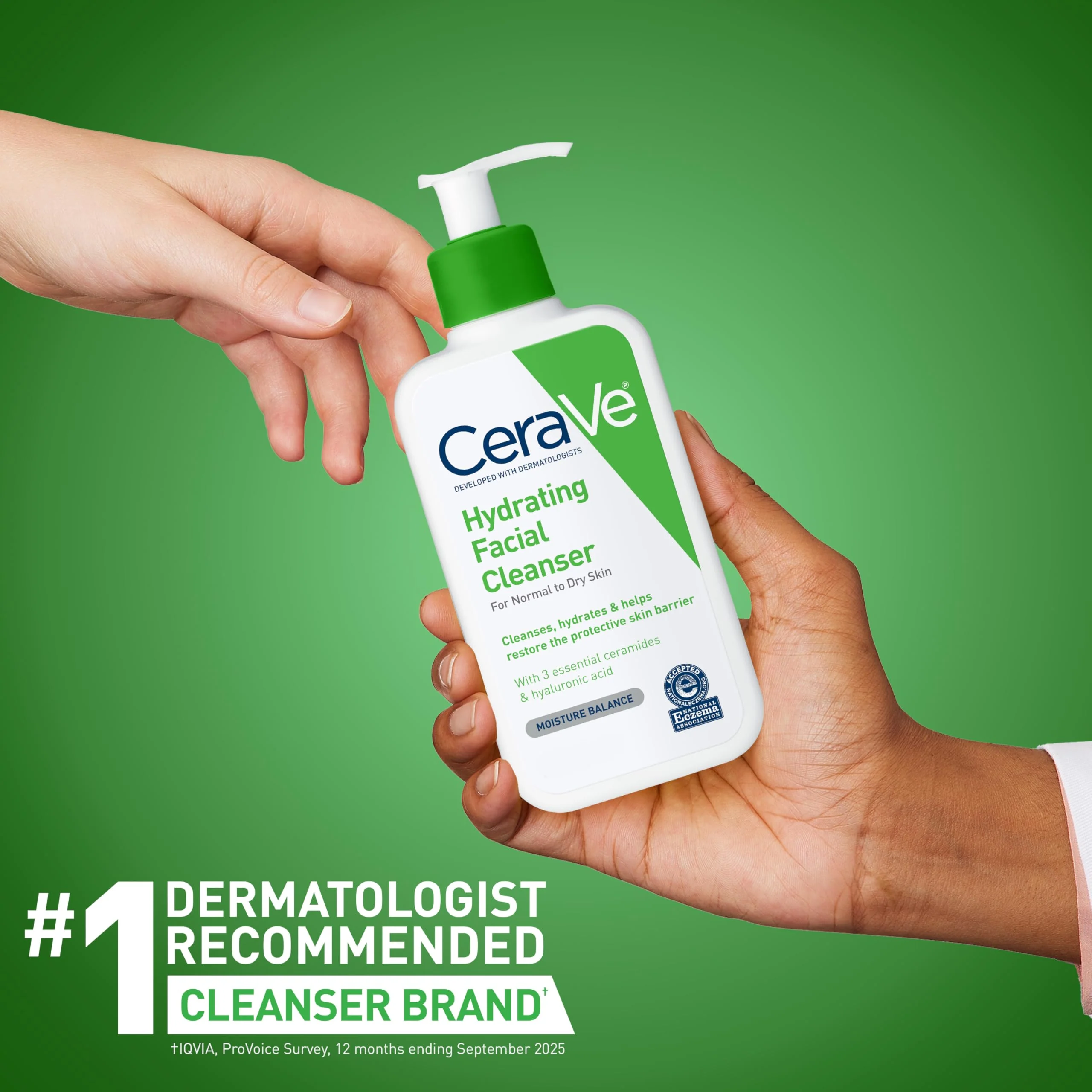 CeraVe Hydrating Facial Cleanser, Moisturizing Face Wash For Dry Skin, Hyaluronic Acid + Ceramides + Glycerin, Hydrating Cleanser For Normal To Dry Skin, National Eczema Association Certified - Image 4