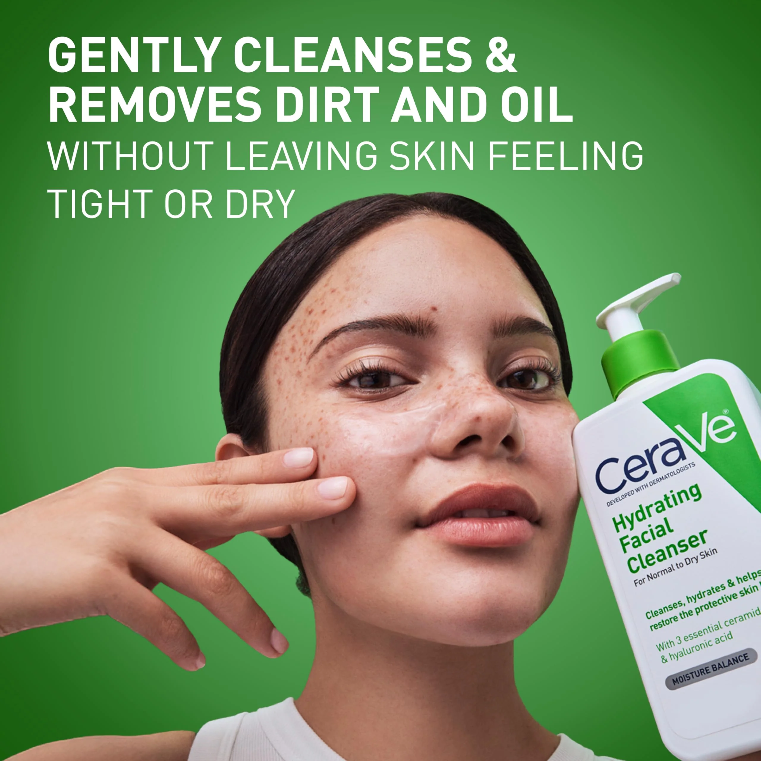 CeraVe Hydrating Facial Cleanser, Moisturizing Face Wash For Dry Skin, Hyaluronic Acid + Ceramides + Glycerin, Hydrating Cleanser For Normal To Dry Skin, National Eczema Association Certified - Image 8