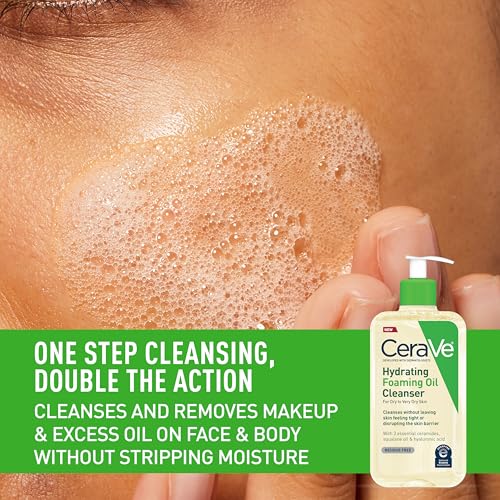 CeraVe Hydrating Foaming Oil Cleanser, Moisturizing Oil Cleanser for Face & Body, Squalane Oil + Hyaluronic Acid + Ceramides, For Dry to Very Dry Skin, Fragrance Free & Residue Free, 19 FL Oz - Image 10