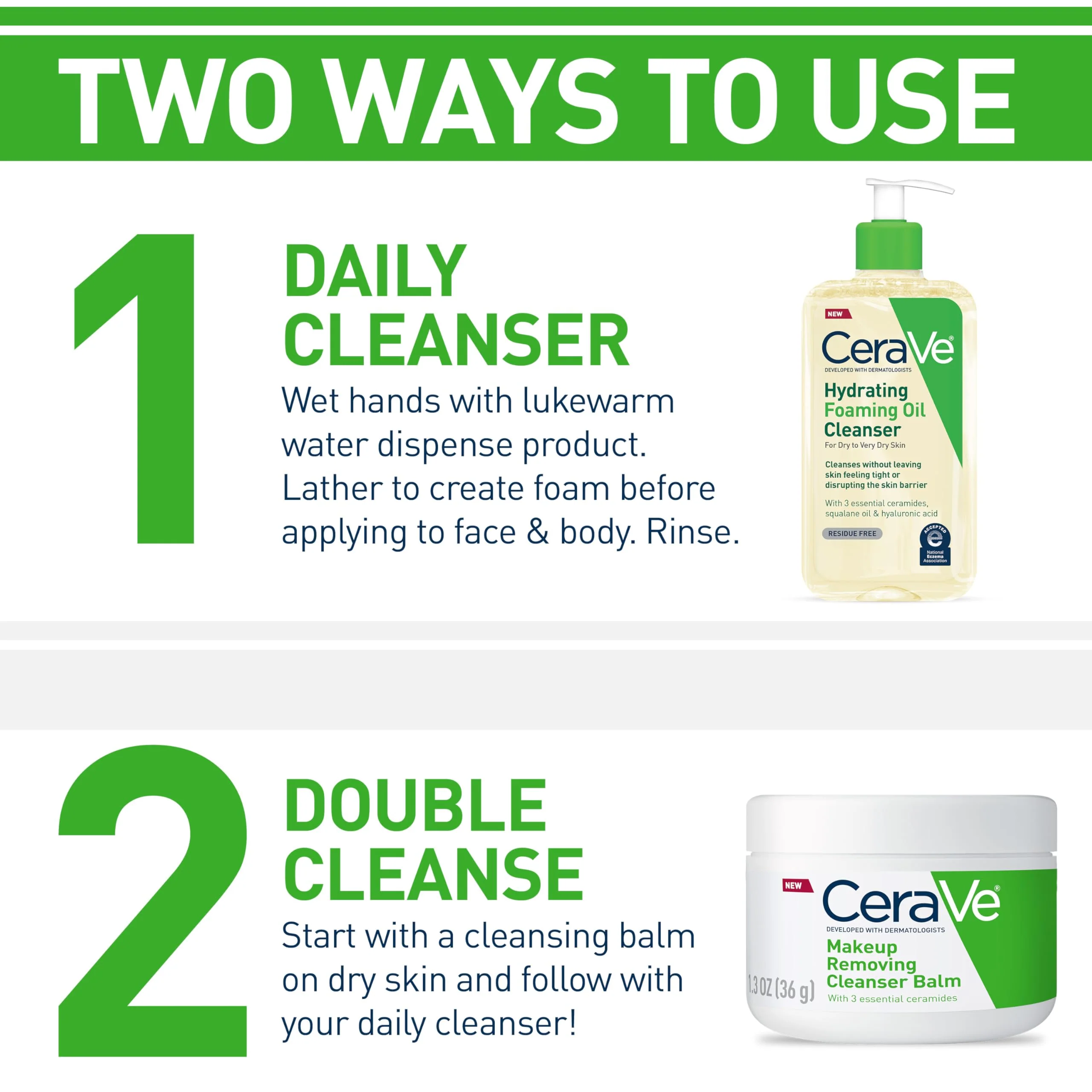 CeraVe Hydrating Foaming Oil Cleanser, Moisturizing Oil Cleanser for Face & Body, Squalane Oil + Hyaluronic Acid + Ceramides, For Dry to Very Dry Skin, Fragrance Free & Residue Free, 19 FL Oz - Image 8