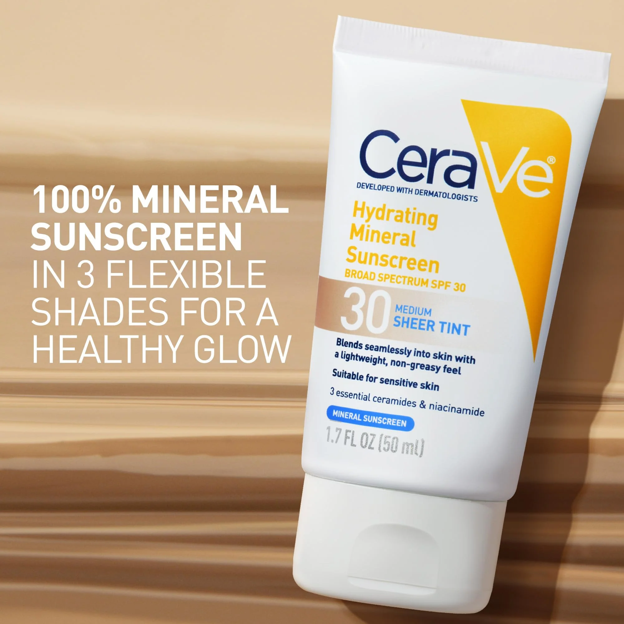 CeraVe Hydrating Mineral Sunscreen SPF 30 with Sheer Tint, Tinted Mineral Sunscreen with Zinc Oxide & Titanium Dioxide, Blends Seamlessly For Healthy Glow, Medium, 1.7 Fluid Ounce - Image 19
