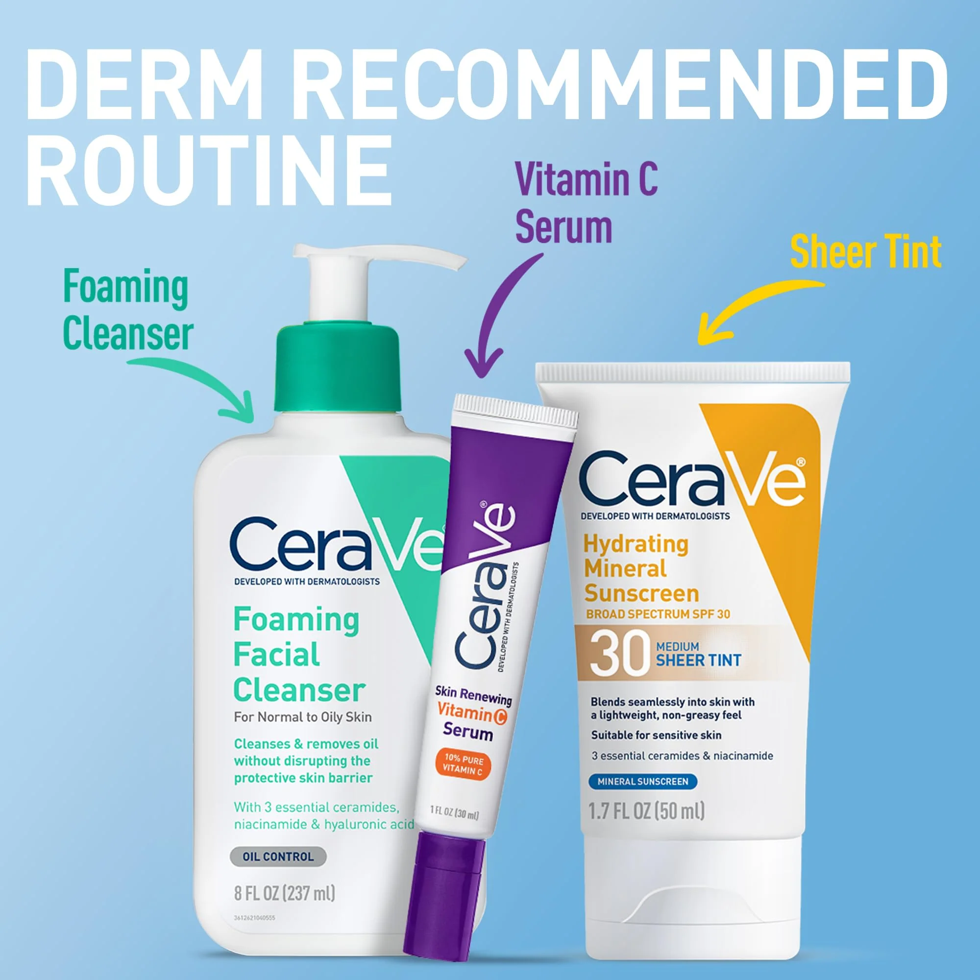 CeraVe Hydrating Mineral Sunscreen SPF 30 with Sheer Tint, Tinted Mineral Sunscreen with Zinc Oxide & Titanium Dioxide, Blends Seamlessly For Healthy Glow, Medium, 1.7 Fluid Ounce - Image 4