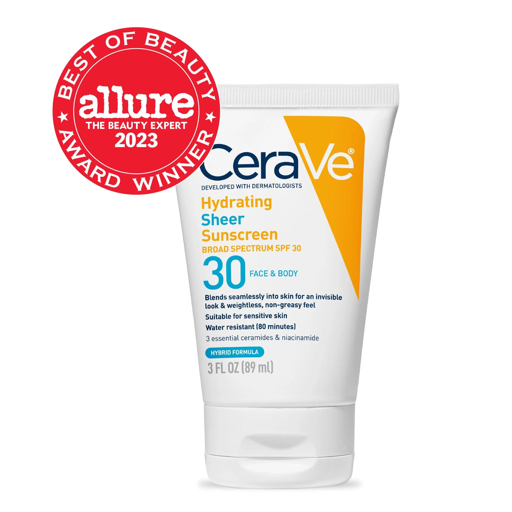 CeraVe Hydrating Sheer Sunscreen with SPF 30 for Face and Body, Mineral & Chemical Sunscreen for Men & Women with Zinc Oxide, Hyaluronic Acid and Ceramides, Paraben-Free + Fragrance-Free, 3 Ounces - Image 10