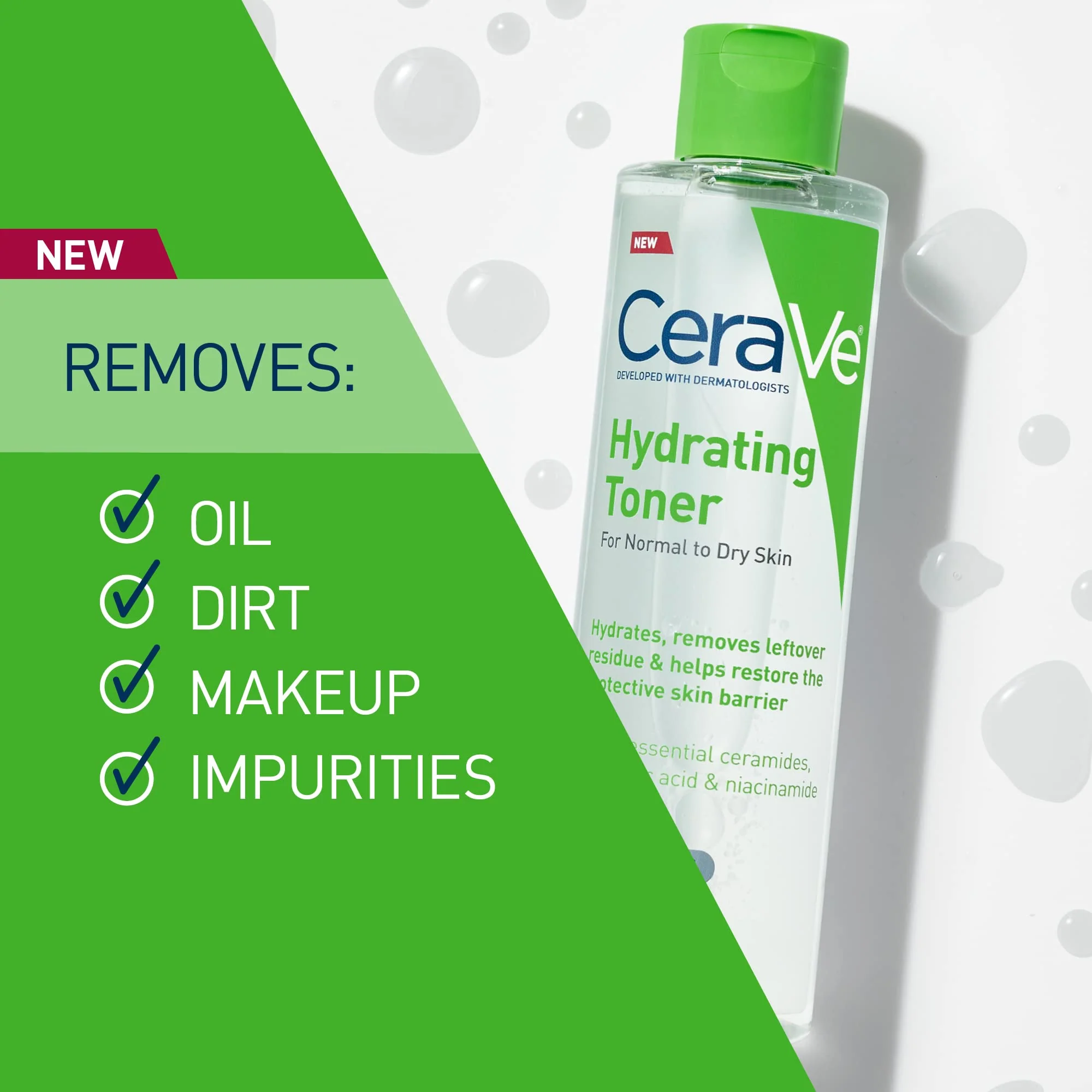 CeraVe Hydrating Toner for Face Non-Alcoholic with Hyaluronic Acid, Niacinamide, and Ceramides for Sensitive Dry Skin, Fragrance-Free Non Comedogenic, Full Size, 6.8 Fl Oz - Image 6