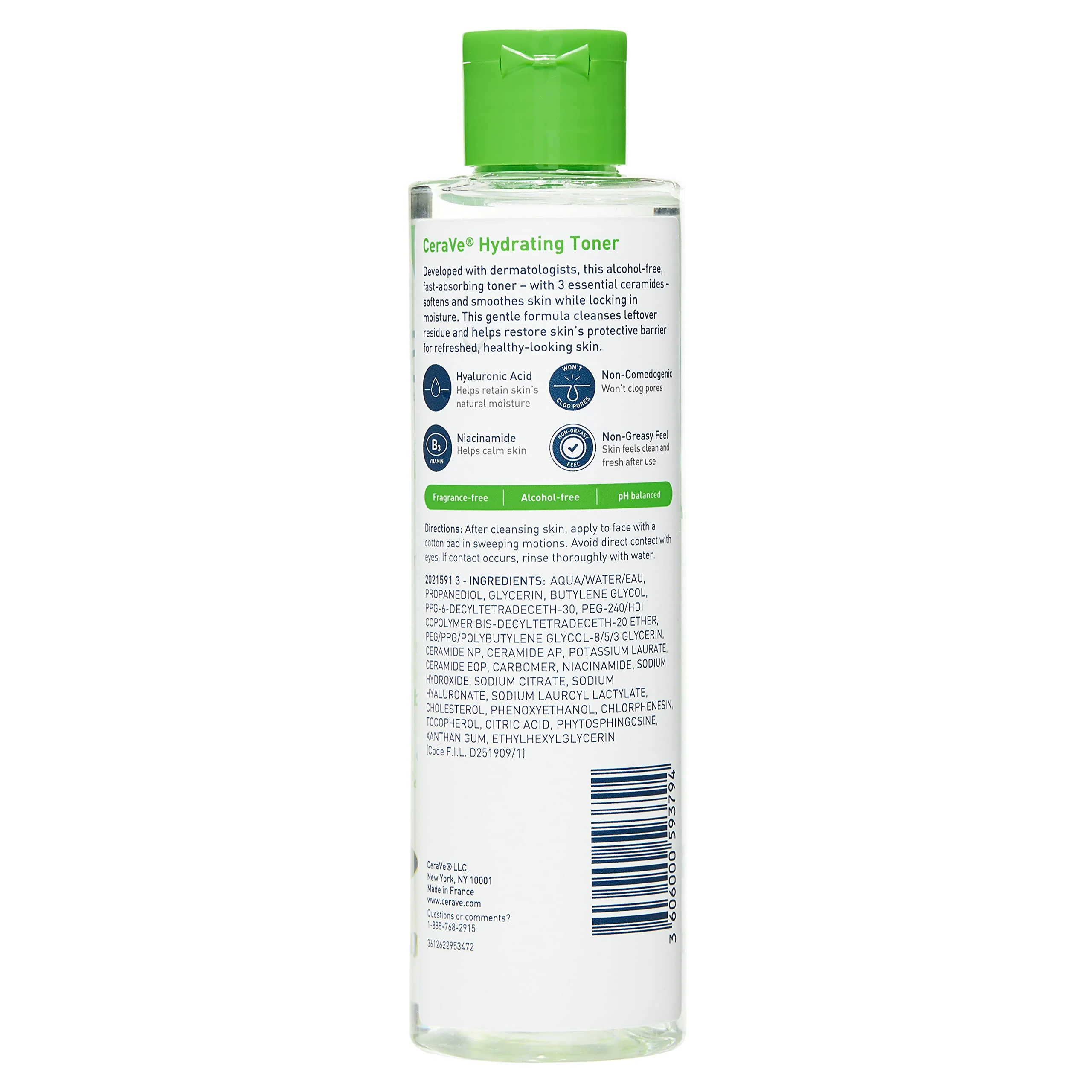 CeraVe Hydrating Toner for Face Non-Alcoholic with Hyaluronic Acid, Niacinamide, and Ceramides for Sensitive Dry Skin, Fragrance-Free Non Comedogenic, Full Size, 6.8 Fl Oz - Image 7