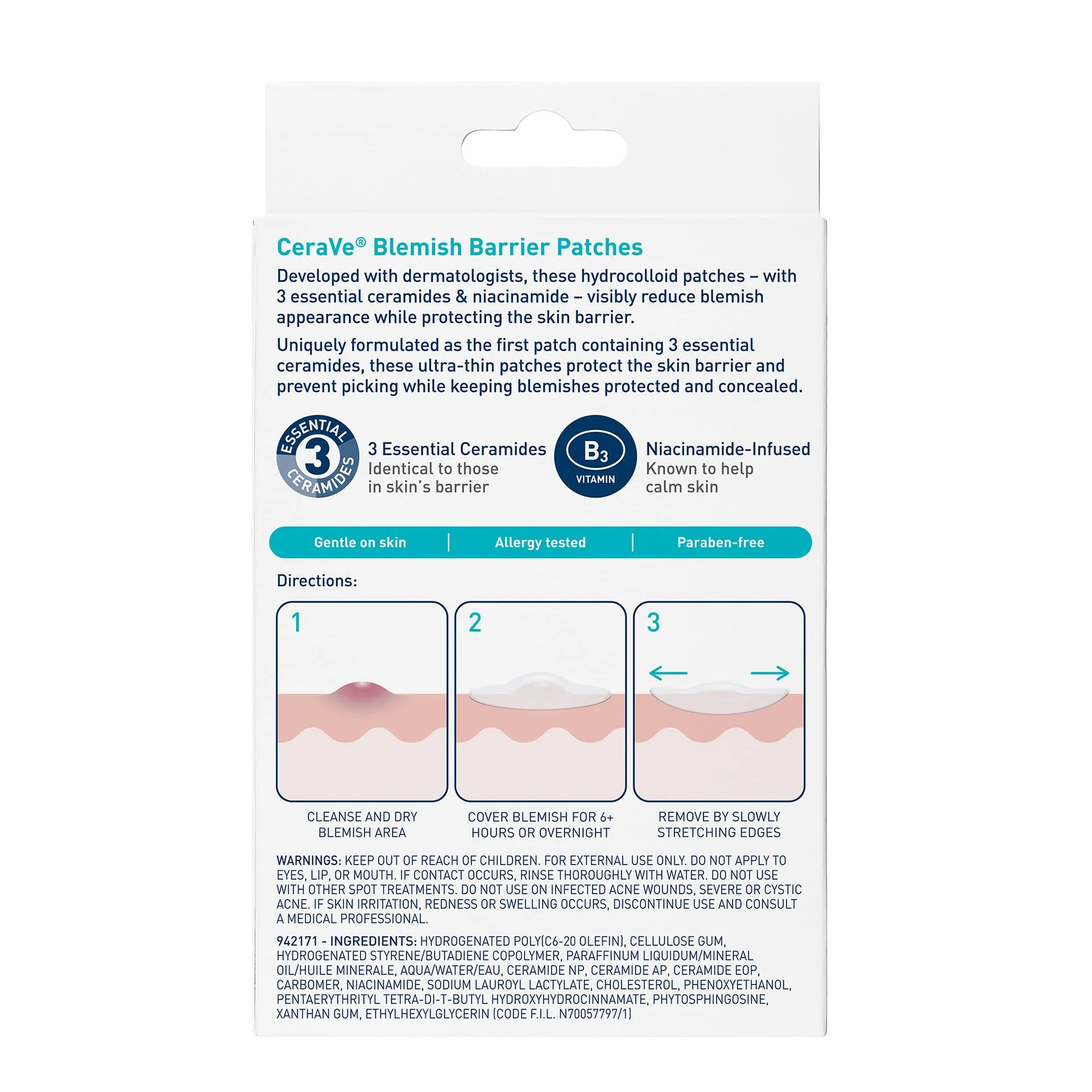 CeraVe Hydrocolloid Blemish Patches, Oil Absorbing Spot Control with Ceramides and Niacinamide, Allergy-Tested & Suitable For Sensitive Skin, Ultra-Thin & Blends Into All Skin Tones, 22ct - Image 2