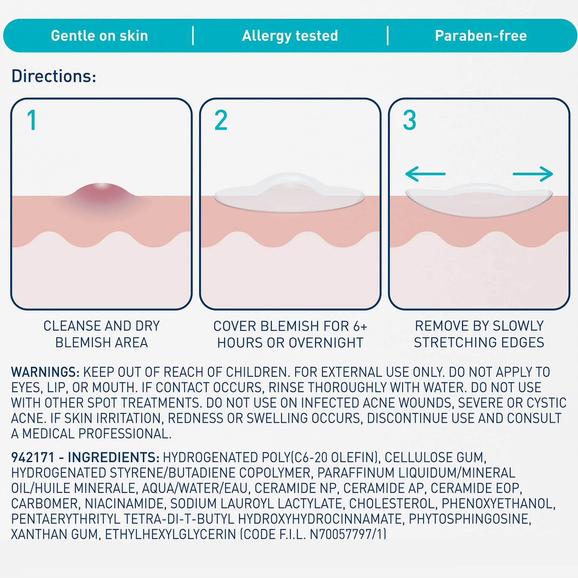 CeraVe Hydrocolloid Blemish Patches, Oil Absorbing Spot Control with Ceramides and Niacinamide, Allergy-Tested & Suitable For Sensitive Skin, Ultra-Thin & Blends Into All Skin Tones, 22ct - Image 3