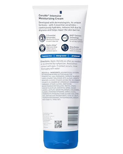 CeraVe Intensive Moisturizing Cream, Body Moisturizer With Shea Butter, 72H Hydration + Skin Barrier Repair, Fragrance-Free Body Lotion For Extremely Dry Skin, 8oz - Image 2
