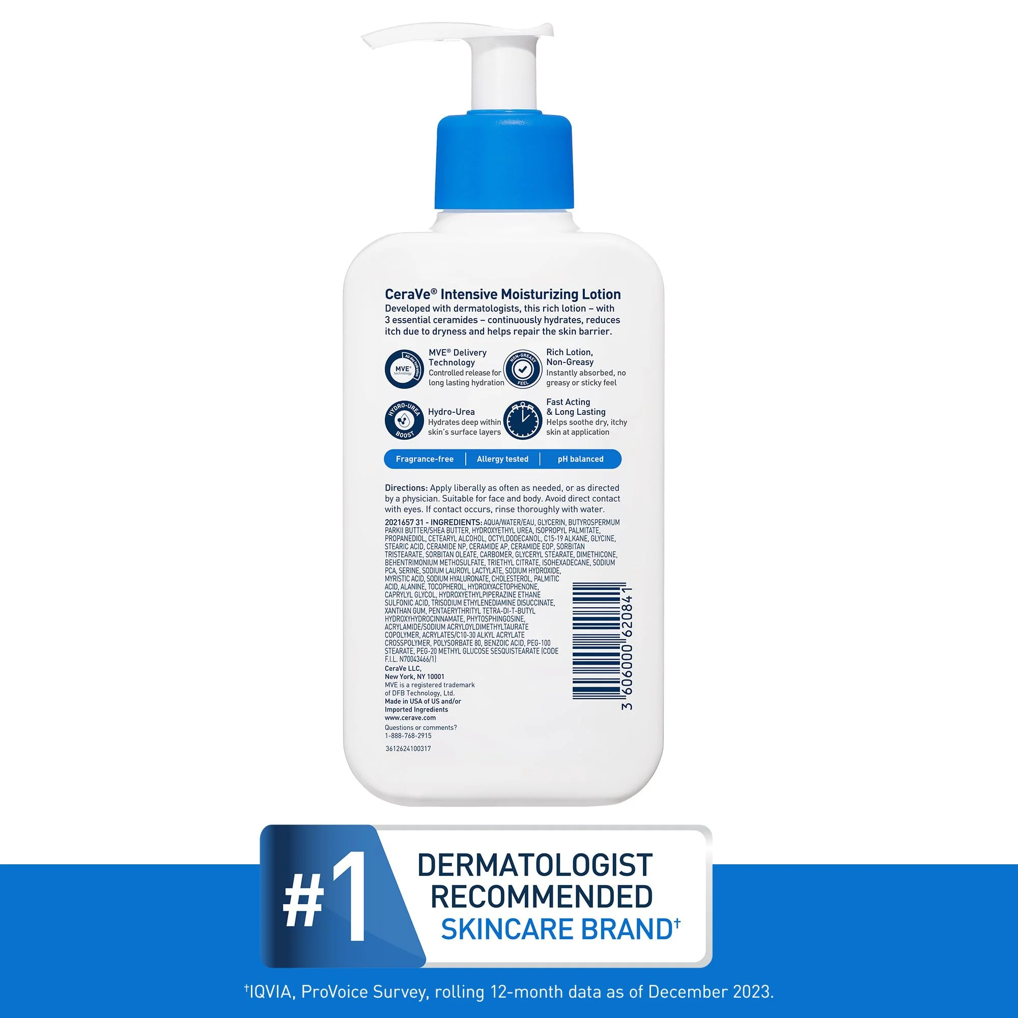 CeraVe Intensive Moisturizing Lotion, Hydro-Urea + Shea Butter, Body Lotion For Dry Skin, Relieves Signs Of Extra Dry Skin, Non Greasy Hydrating Cream For Rough, Tight, Red & Itchy Skin, 8oz - Image 3