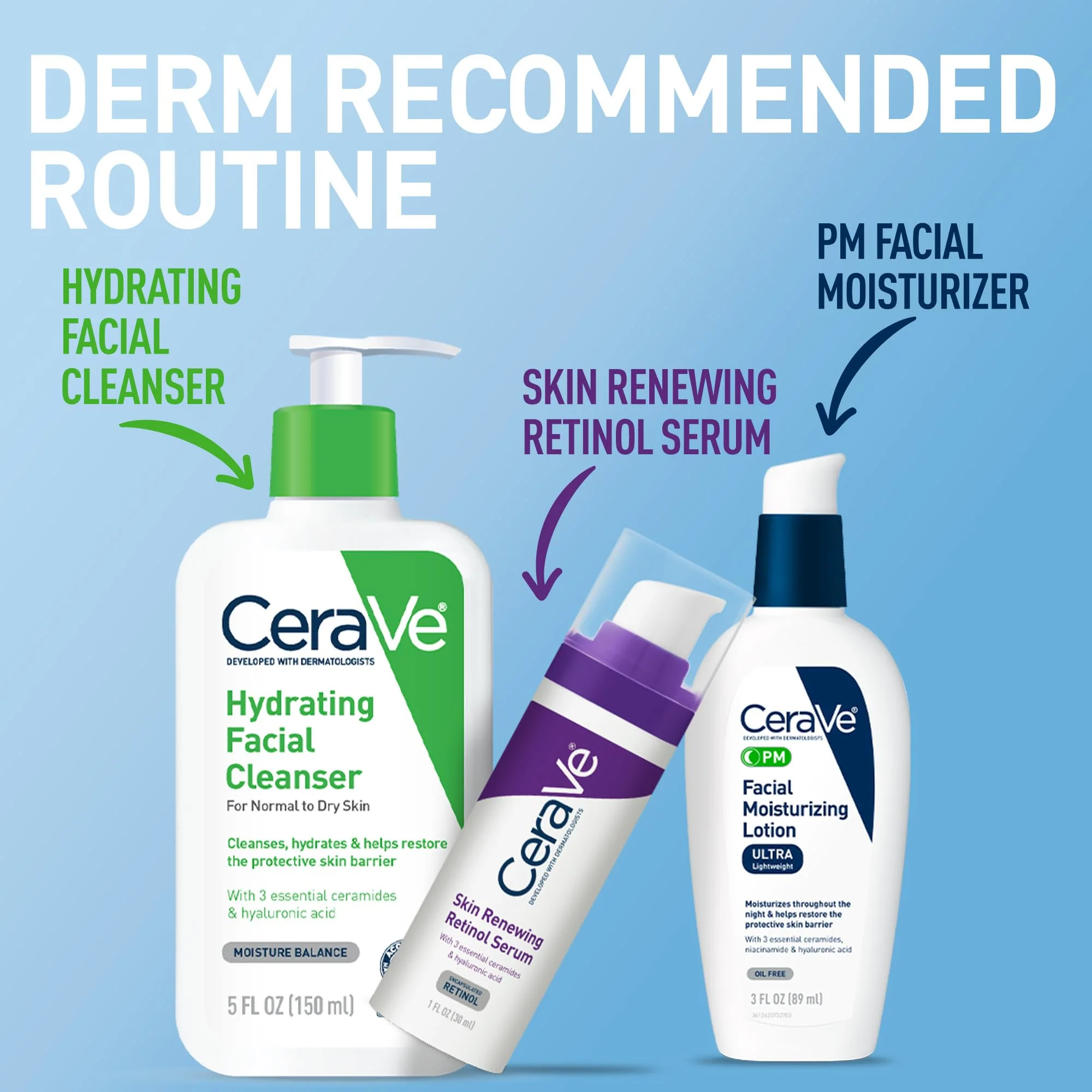 CeraVe PM Facial Moisturizing Lotion, Night Cream with Hyaluronic Acid and Niacinamide, Ultra-Lightweight, Oil-Free Moisturizer for Face, 3 Ounce - Image 5