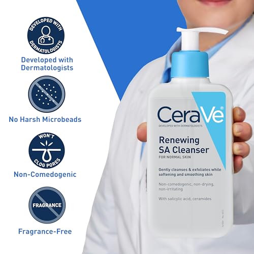 CeraVe Renewing Salicylic Acid Cleanser, Formulated With Hyaluronic Acid, Niacinamide, & Ceramides, Gentle BHA Exfoliating Face Wash Smooths & Softens Skin, Non Comedogenic & Fragrance Free, 8 Ounce - Image 7