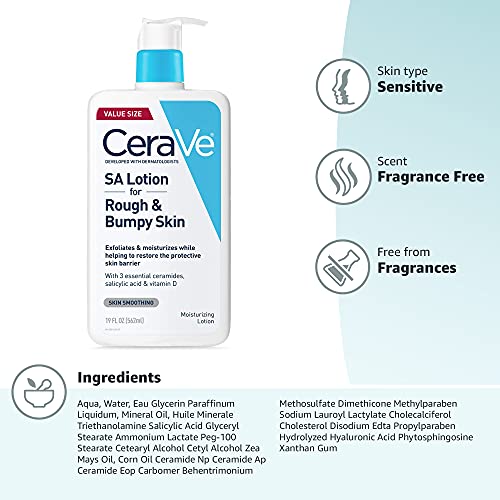 CeraVe SA Lotion for Rough & Bumpy Skin, Vitamin D, Hyaluronic Acid, Lactic Acid, Niacinamide & Salicylic Acid, Gentle Exfoliating Rough And Bumpy Skin Lotion, 19 Ounce - Image 2