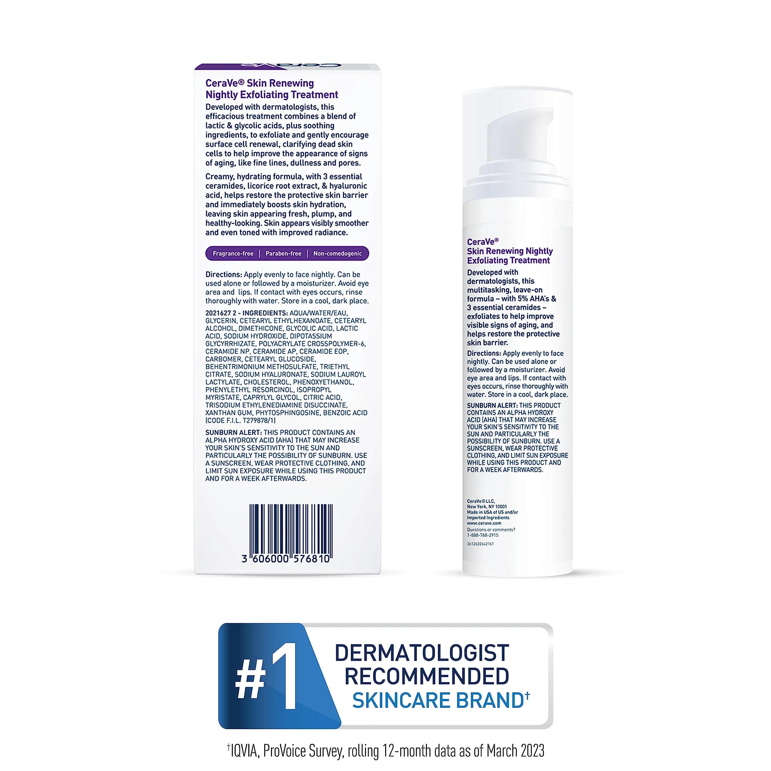 CeraVe Skin Renewing Nightly Exfoliating Treatment, Anti Aging Serum With 5% Blend Of Glycolic Acid & Lactic Acid, Wrinkles & Dark Spot Corrector For Face, Exfoliating Gel, 1.7 Oz - Image 3