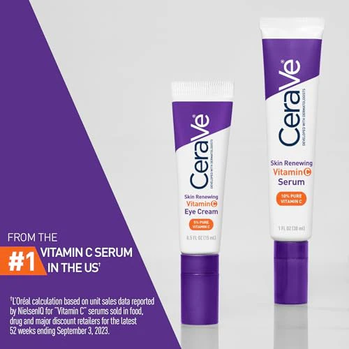 CeraVe Skin Renewing Vitamin C Eye Cream, Vitamin C, Hyaluronic Acid, Ceramides & Caffeine, Under Eye Cream For Dark Circles and Puffiness, Fragrance Free & Ophthalmologist Tested, 0.5 Fl. Oz - Image 16