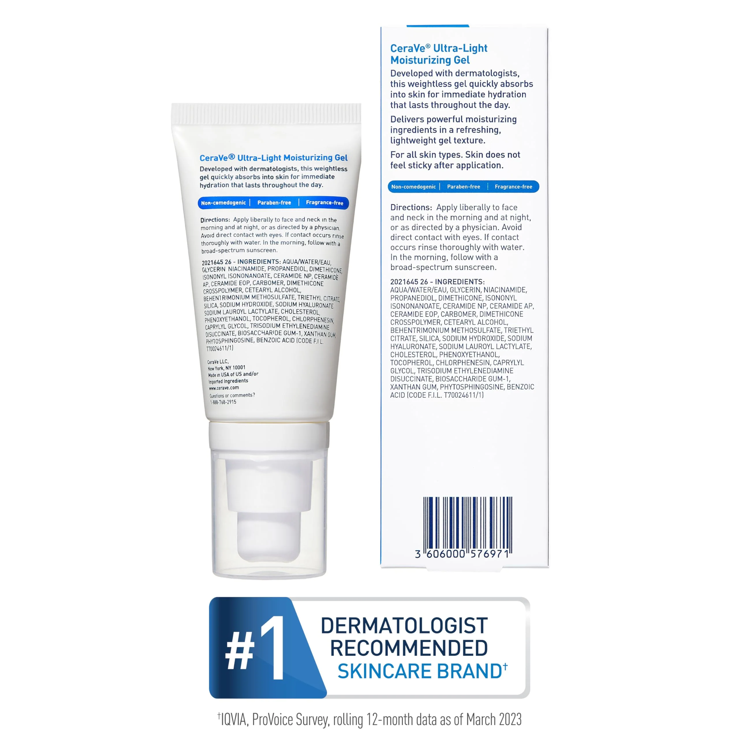 CeraVe Ultra-Light Moisturizing Gel, Hydrating Gel Face Moisturizer For Men & For Women with Ceramides, Niacinamide, Hyaluronic Acid, Fragrance Free, Oil-Free, Mattifying Moisturizer, 1.75 FL Oz - Image 3