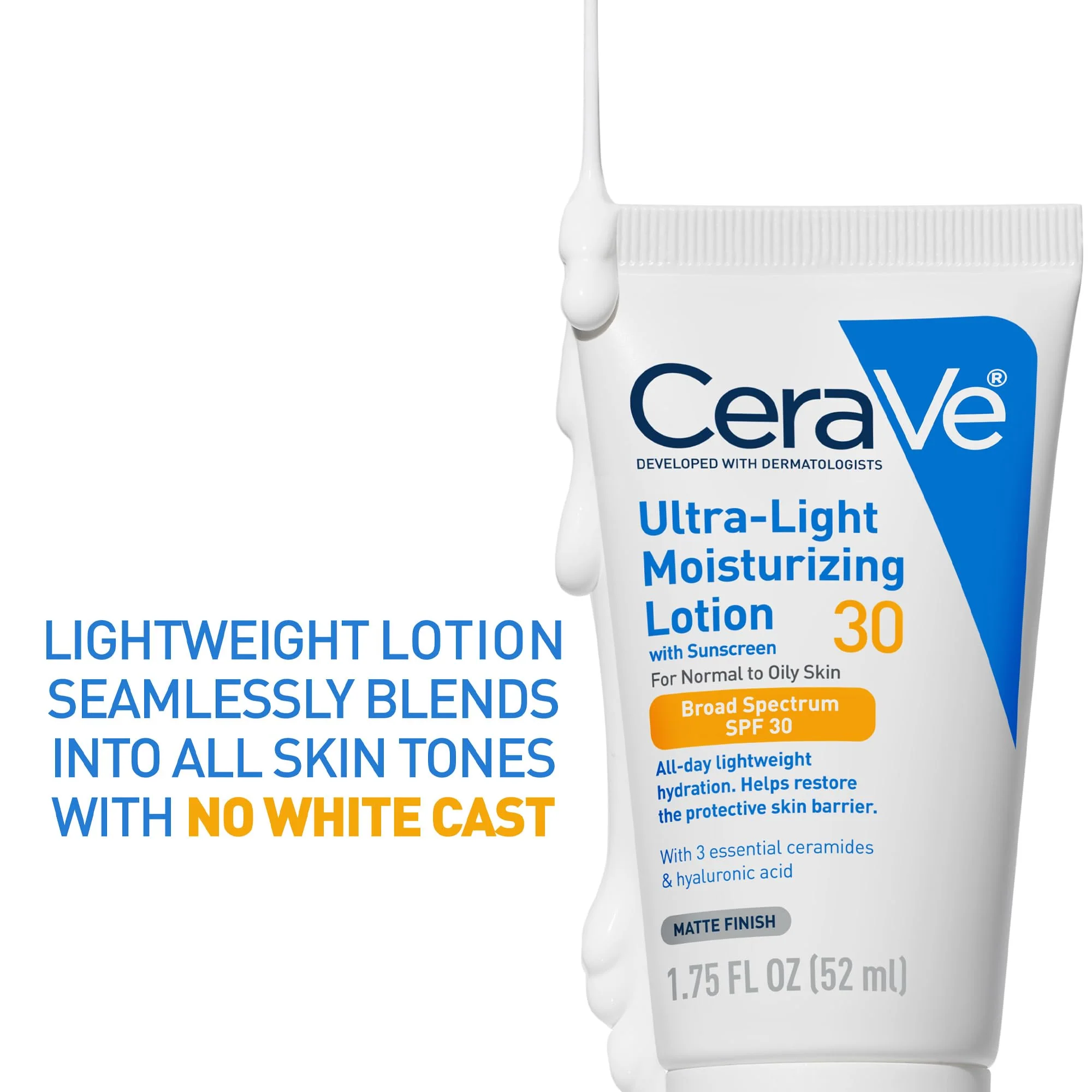 CeraVe Ultra-Light Moisturizing Lotion With SPF 30, Daily Face Moisturizer with SPF, Formulated with Hyaluronic Acid & Ceramides, Broad Spectrum SPF, Oil Free, Matte Finish, 1.7 Ounce - Image 9