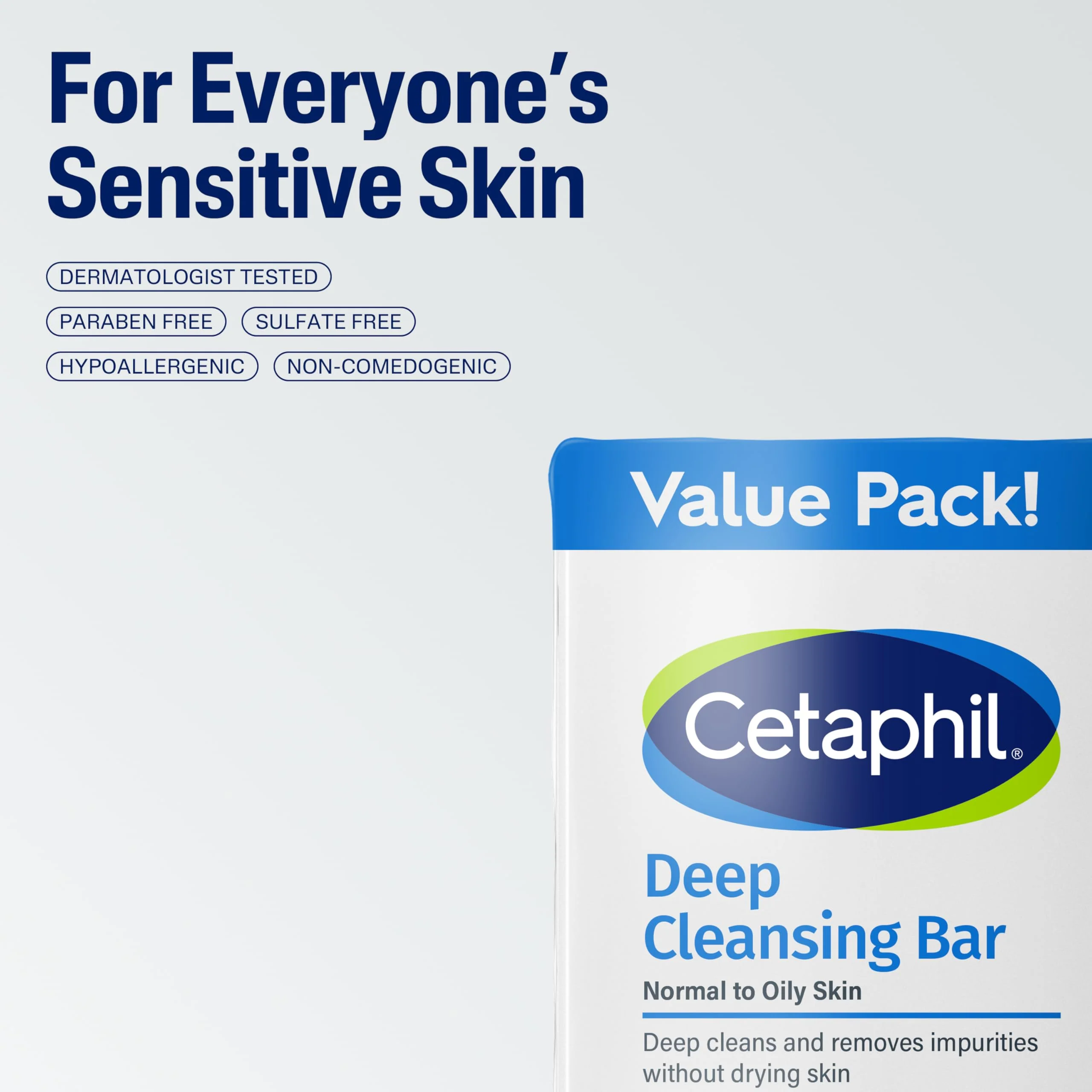 Cetaphil Bar Soap, Deep Cleansing Face and Body Bar, Pack of 3, For Dry to Normal, Sensitive Skin, Soap Free, Hypoallergenic, Paraben Free, Fragrance Free, Removes Makeup, Dirt and Oil - Image 4