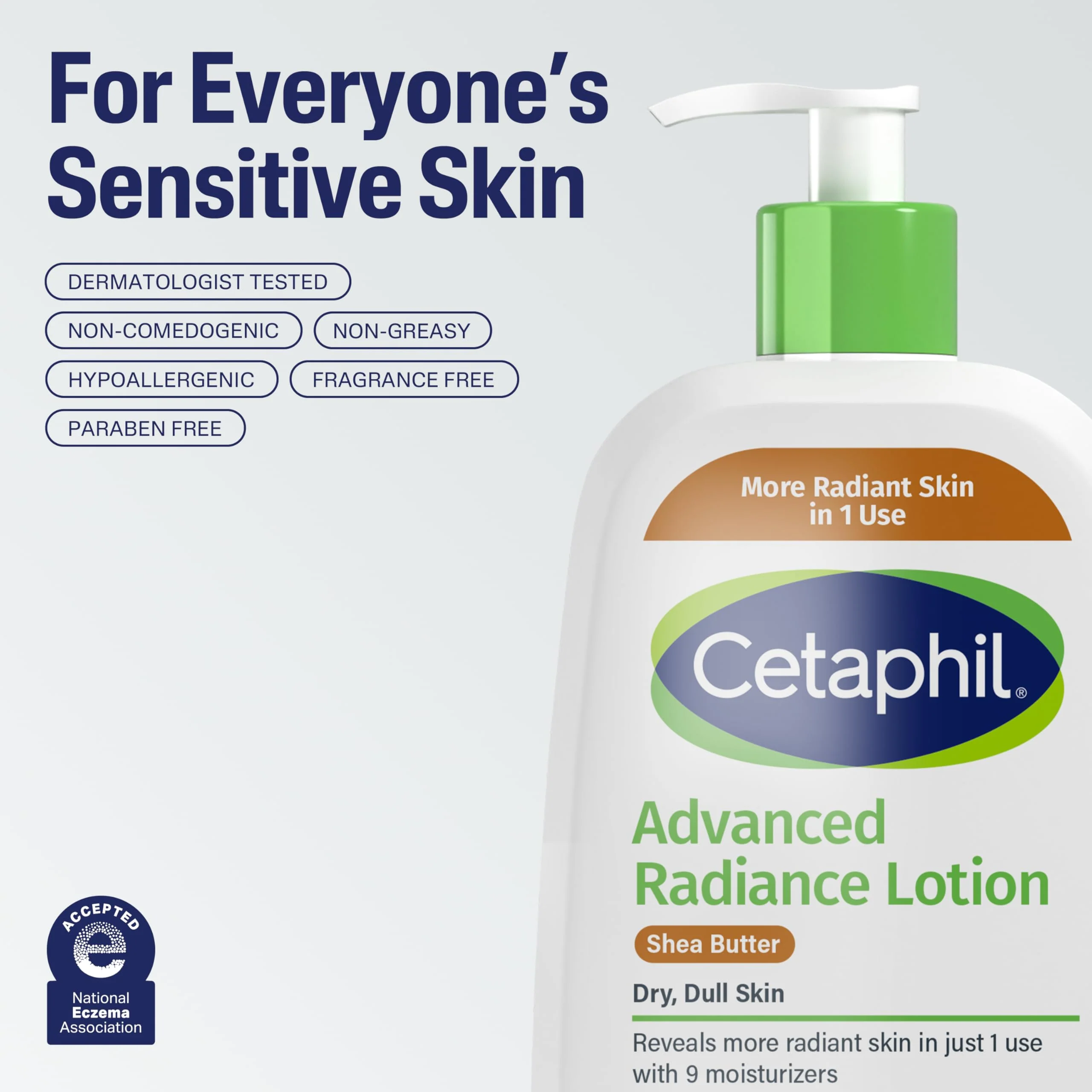 Cetaphil Body Lotion, Advanced Radiance Lotion with Shea Butter for Dry, Sensitive Skin, 16 oz Pack of 2, Fragrance Free, Hypoallergenic, Non-Comedogenic - Image 3