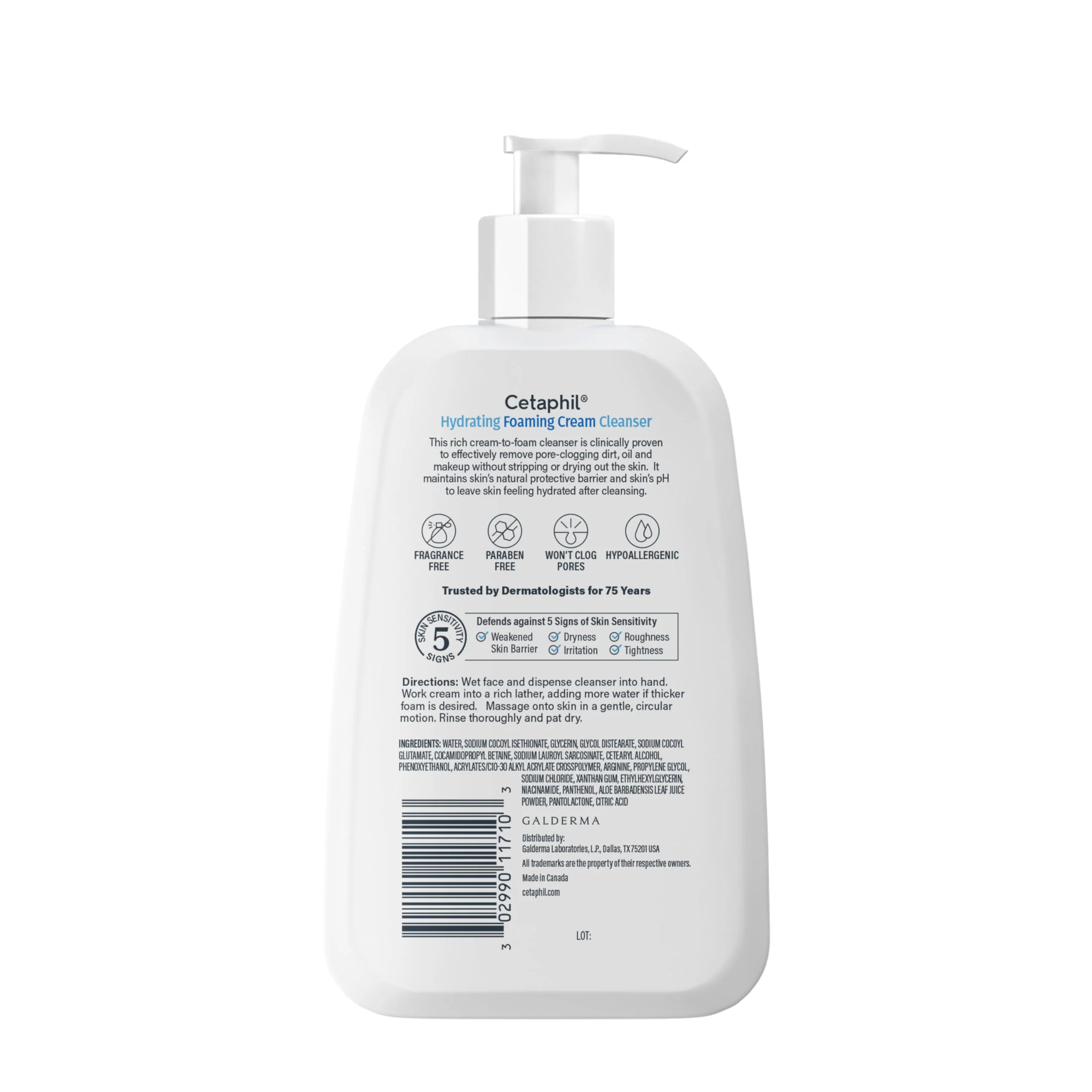 Cetaphil Cream to Foam Face Wash, Hydrating Foaming Cream Cleanser, 8 oz, For Normal to Dry, Sensitive Skin, with Soothing Prebiotic Aloe, Hypoallergenic, Fragrance Free - Image 2