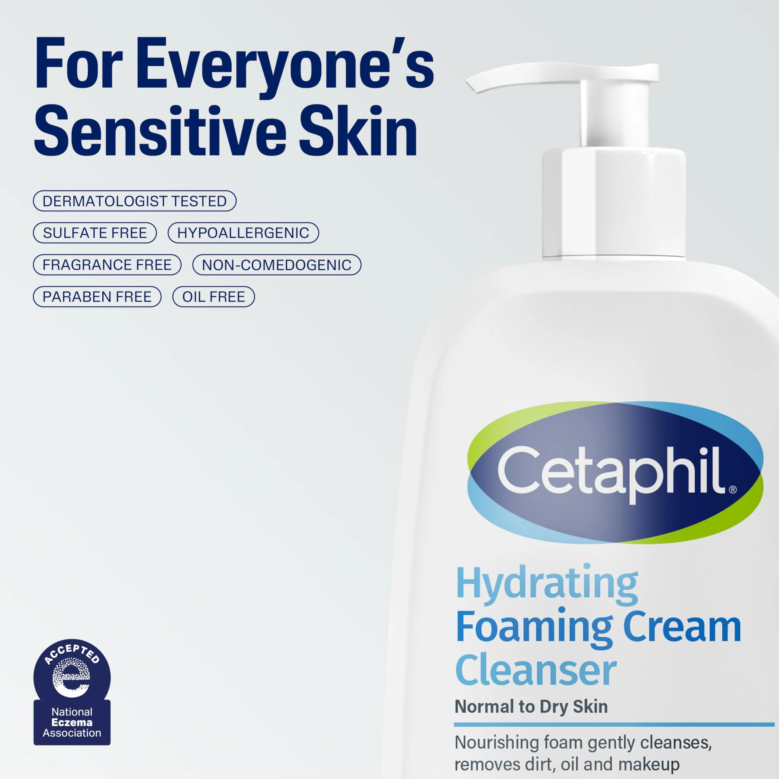 Cetaphil Cream to Foam Face Wash, Hydrating Foaming Cream Cleanser, 8 oz, For Normal to Dry, Sensitive Skin, with Soothing Prebiotic Aloe, Hypoallergenic, Fragrance Free - Image 4