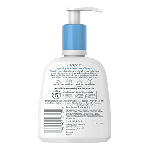 Cetaphil Cream to Foam Face Wash, Hydrating Foaming Cream Cleanser, 8 oz, For Normal to Dry, Sensitive Skin, with Soothing Prebiotic Aloe, Hypoallergenic, Fragrance Free - Image 9