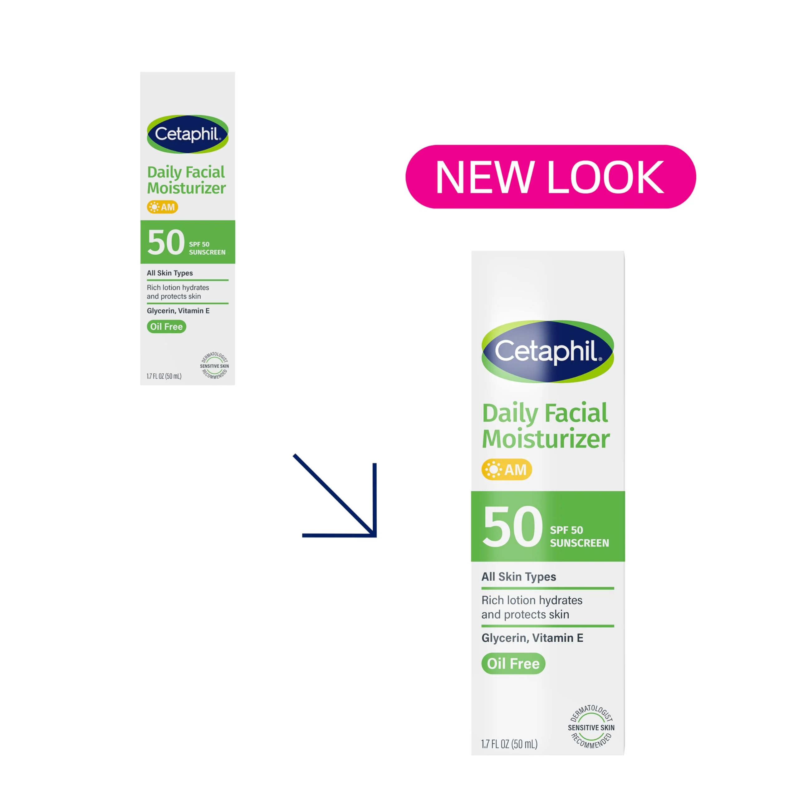 Cetaphil Daily Facial Moisturizer SPF 50, 1.7 Fl Oz (Pack of 2), Gentle Facial Moisturizer For Dry to Normal Skin Types, No Added Fragrance, Dermatologist Recommended (Packaging May Vary) - Image 11