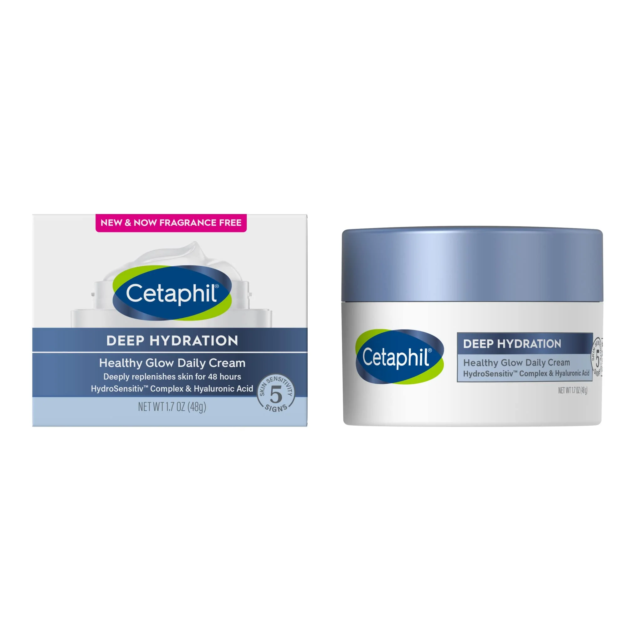Cetaphil Deep Hydration Healthy Glow Daily Face Cream, 1.7 oz, 48 Hour Dry Skin Face Moisturizer for Sensitive Skin, With Hyaluronic Acid, Vitamin E & Vitamin B5