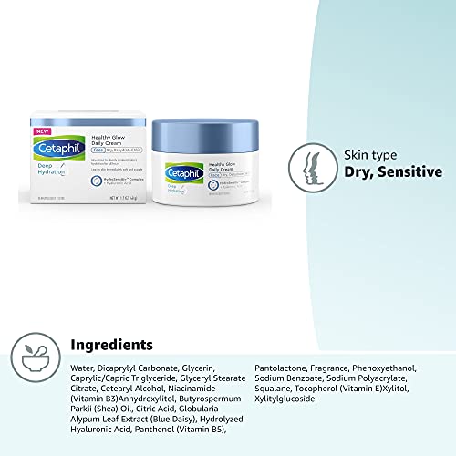 Cetaphil Deep Hydration Healthy Glow Daily Face Cream, 1.7 oz, 48 Hour Dry Skin Face Moisturizer for Sensitive Skin, With Hyaluronic Acid, Vitamin E & Vitamin B5 - Image 2