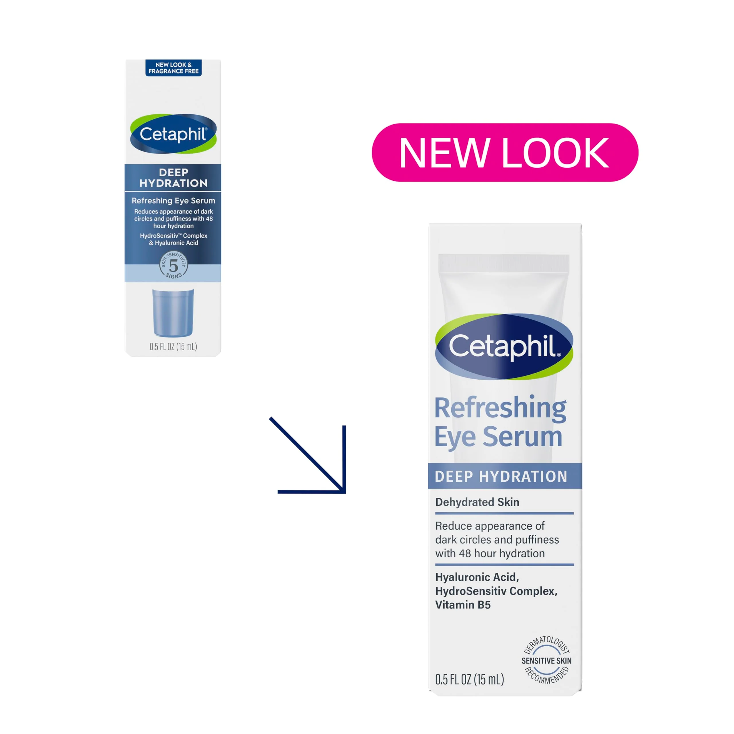 CETAPHIL Deep Hydration Refreshing Eye Serum, 0.5 fl oz, 48Hr Hydrating Under Eye Cream to Reduce the Appearance of Dark Circles, With Hyaluronic Acid, Vitamin E & B5 (Packaging May Vary) - Image 9