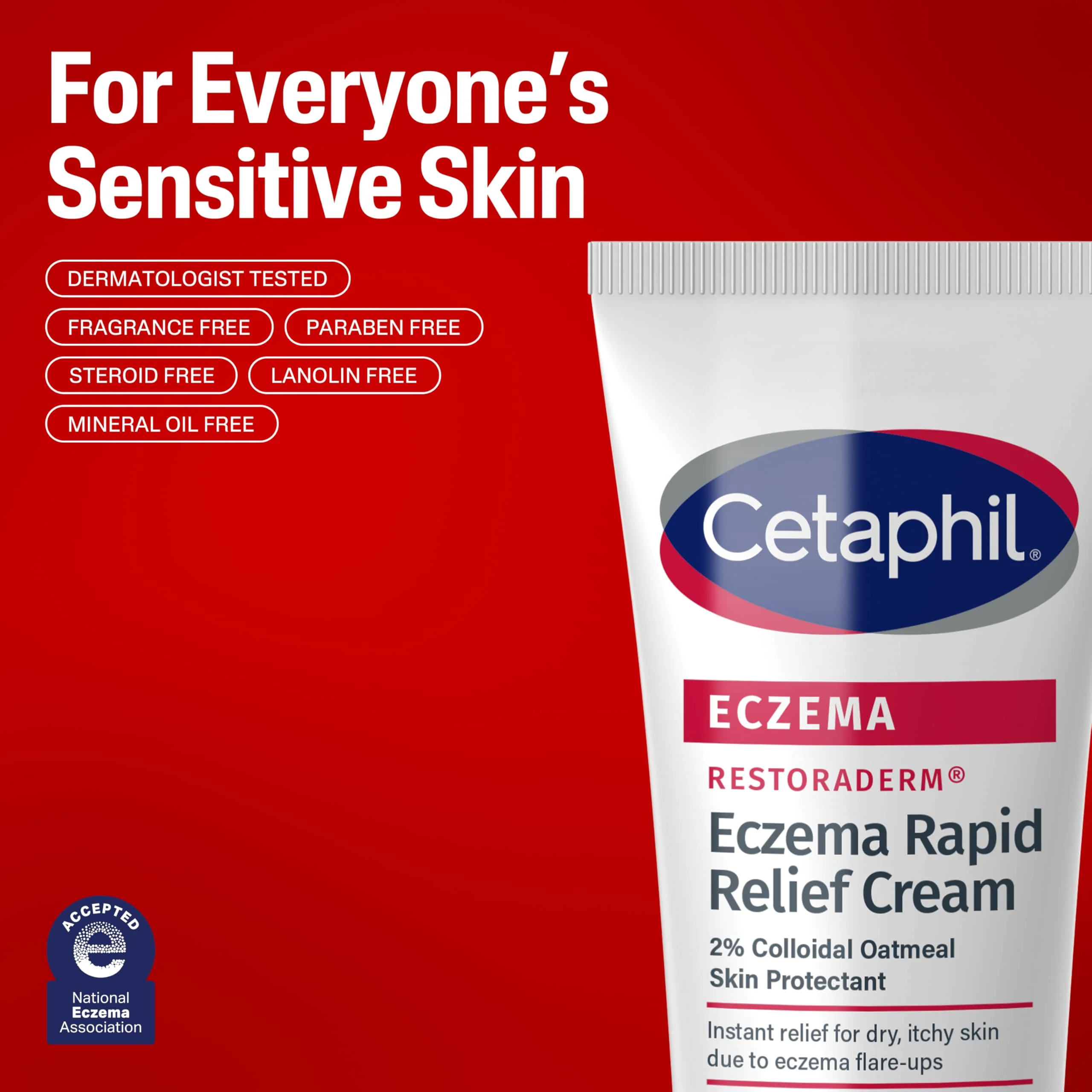 CETAPHIL ECZEMA RESTORADERM FLARE-UP RELIEF CREAM, For Eczema Prone Skin, 8 oz, Barrier Repair, 48 Hour Hydration, 2% Skin Protectant Colloidal Oatmeal, Steroid Free - Image 4