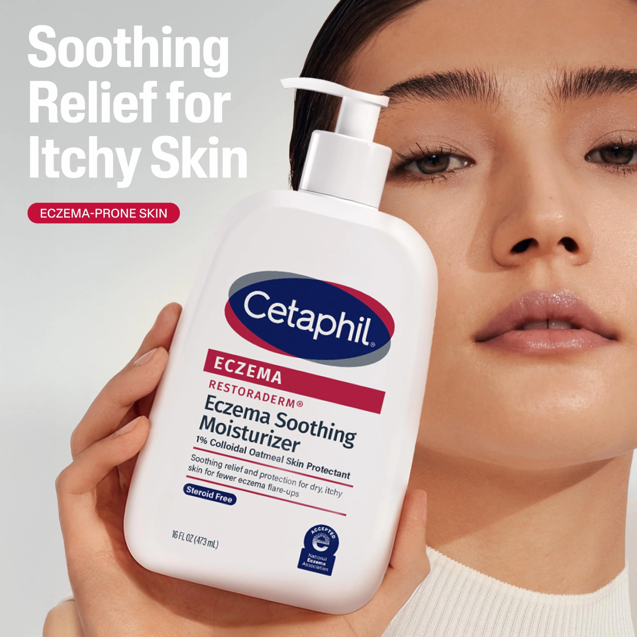 CETAPHIL ECZEMA RESTORADERM Soothing Moisturizer, For Eczema Prone Skin, 16 oz, Fewer Symptom Flare-Ups, 48 Hour Hydration, 1% Skin Protectant Colloidal Oatmeal, Steroid Free, Doctor Recommended Brand - Image 7