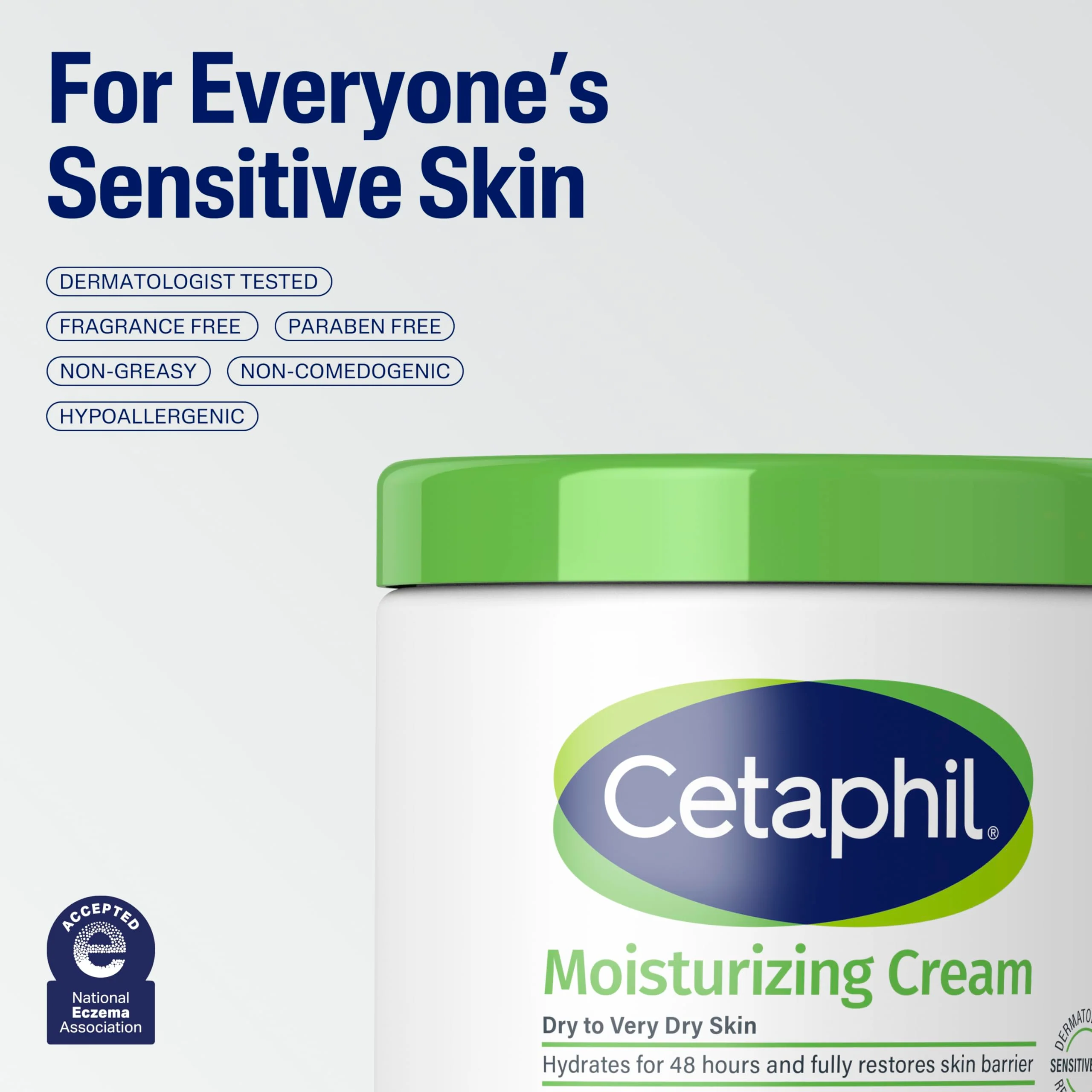 Cetaphil Face & Body Moisturizer, Hydrating Moisturizing Cream for Dry to Very Dry, Sensitive Skin, NEW 20 oz, Fragrance Free, Non-Comedogenic, Non-Greasy (Packaging May Vary) - Image 5